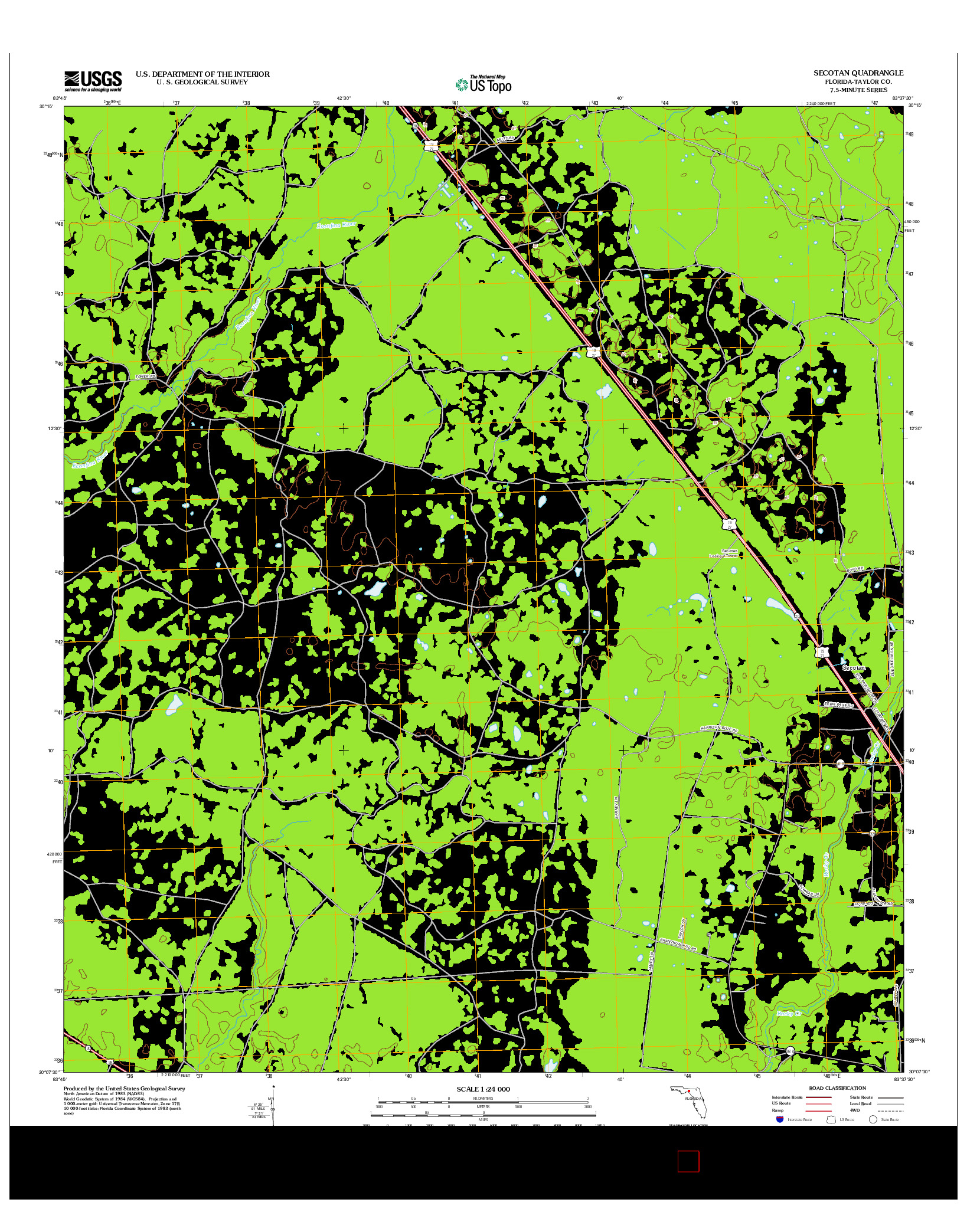 USGS US TOPO 7.5-MINUTE MAP FOR SECOTAN, FL 2012