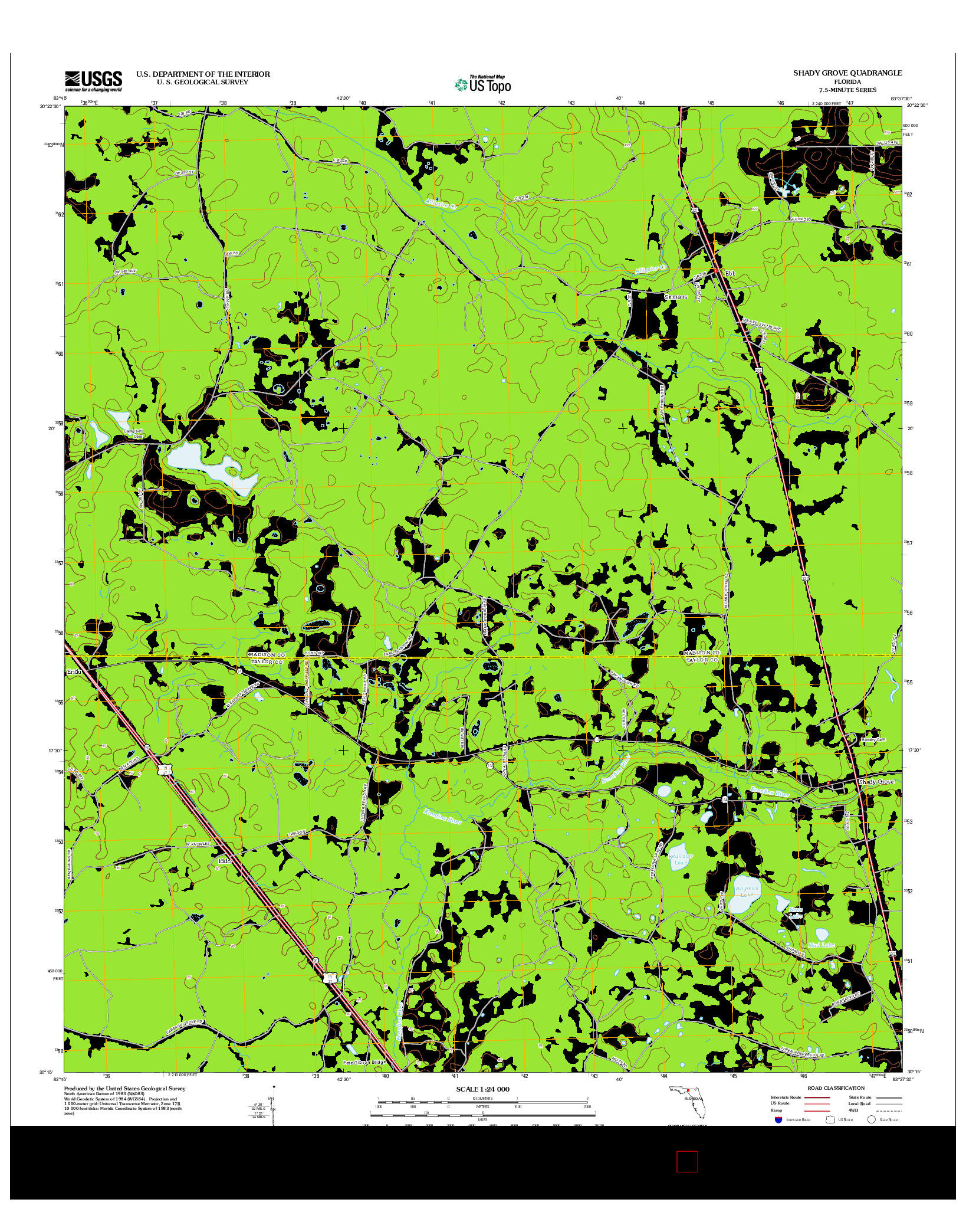 USGS US TOPO 7.5-MINUTE MAP FOR SHADY GROVE, FL 2012