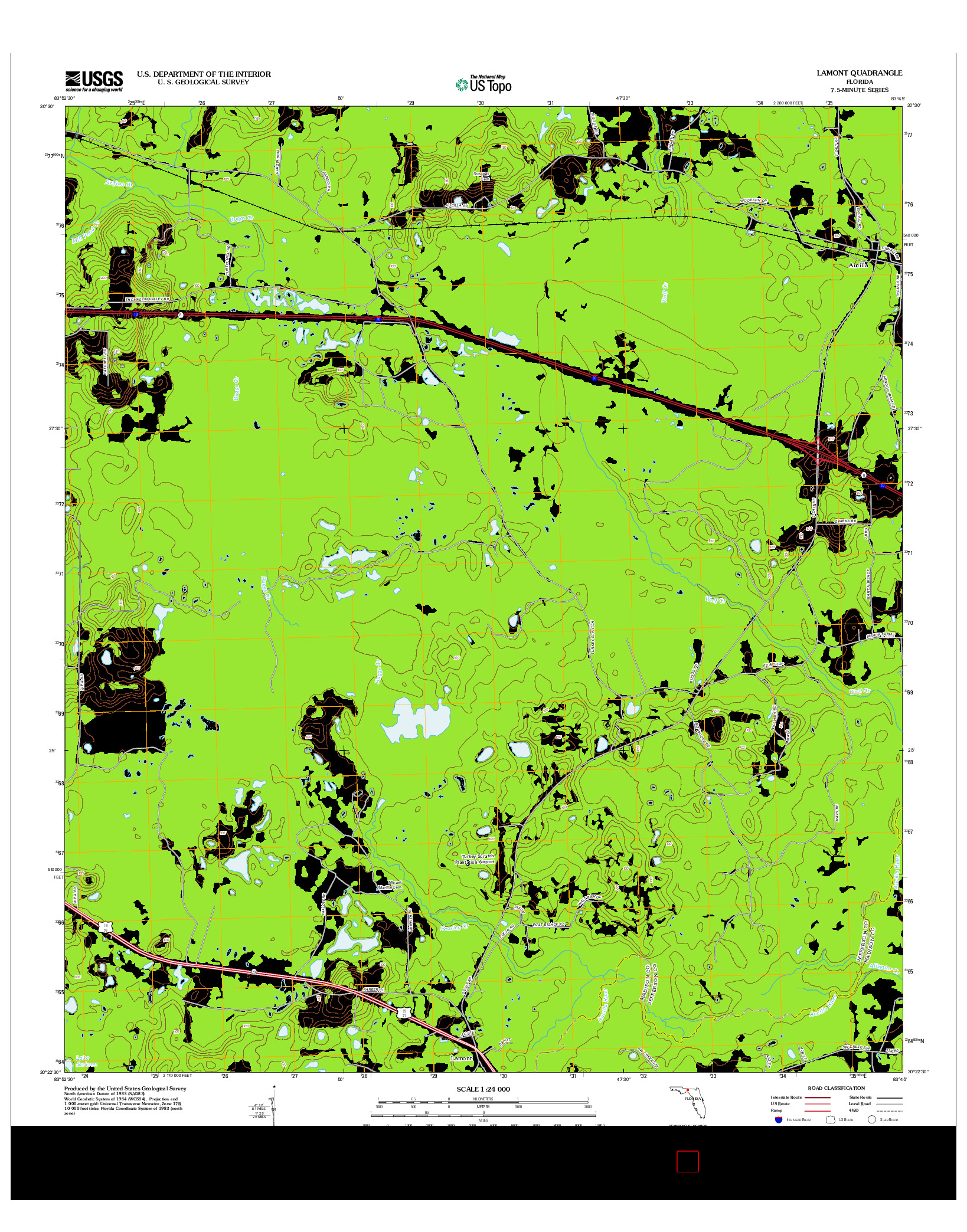 USGS US TOPO 7.5-MINUTE MAP FOR LAMONT, FL 2012