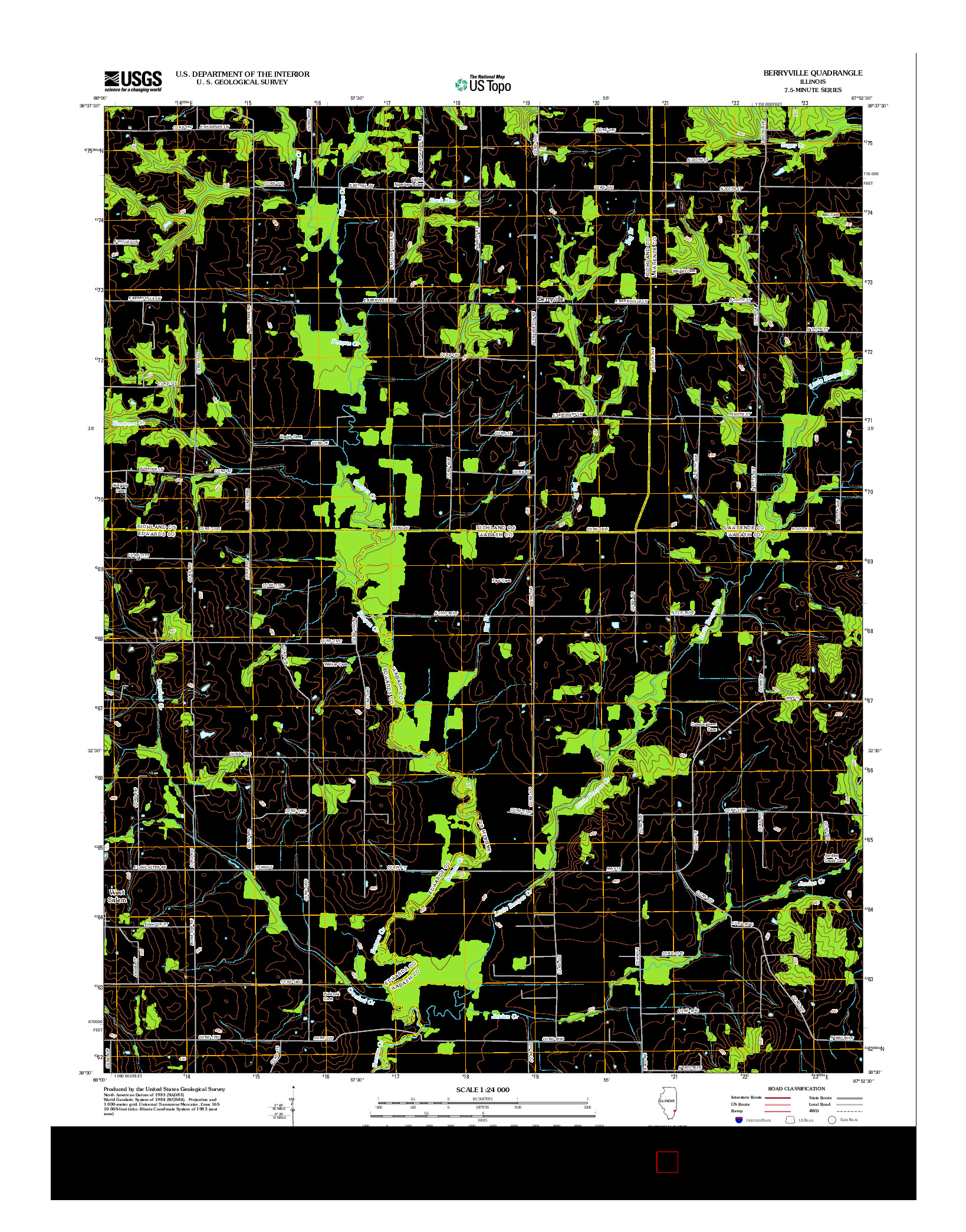 USGS US TOPO 7.5-MINUTE MAP FOR BERRYVILLE, IL 2012