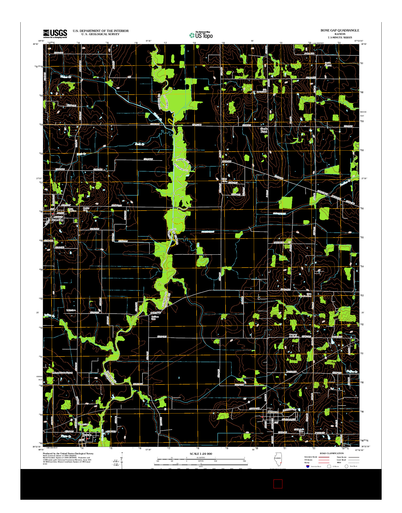 USGS US TOPO 7.5-MINUTE MAP FOR BONE GAP, IL 2012