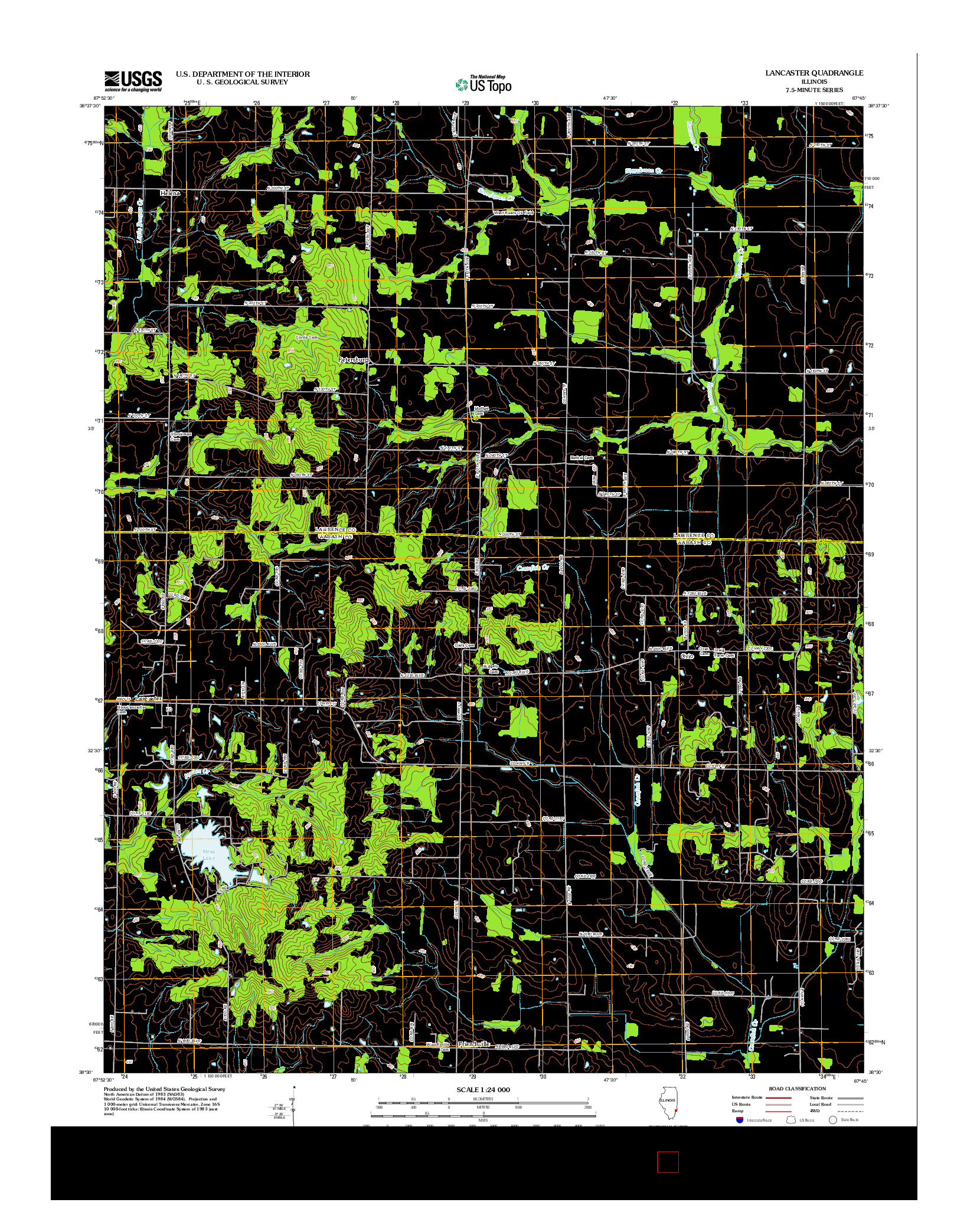 USGS US TOPO 7.5-MINUTE MAP FOR LANCASTER, IL 2012