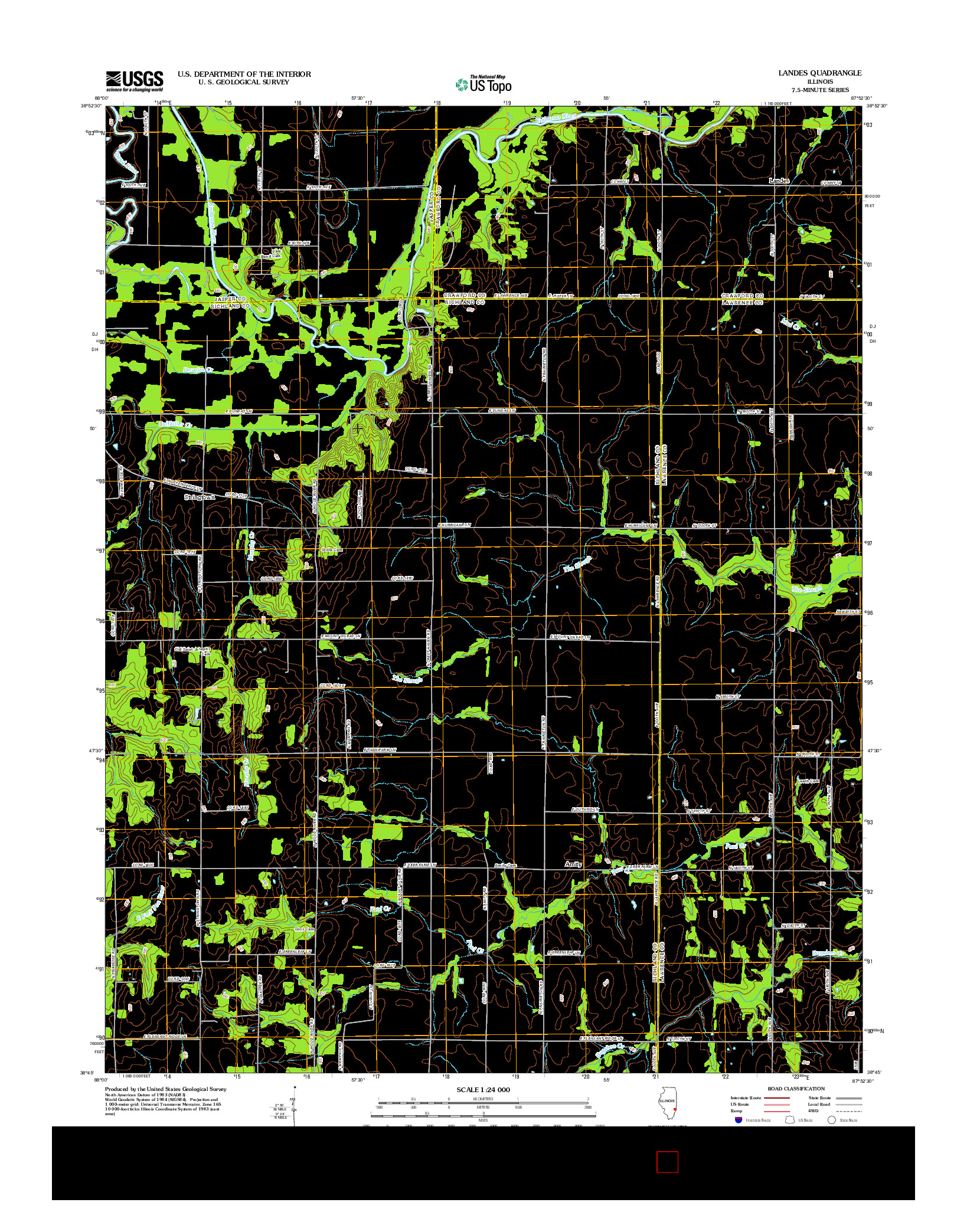 USGS US TOPO 7.5-MINUTE MAP FOR LANDES, IL 2012