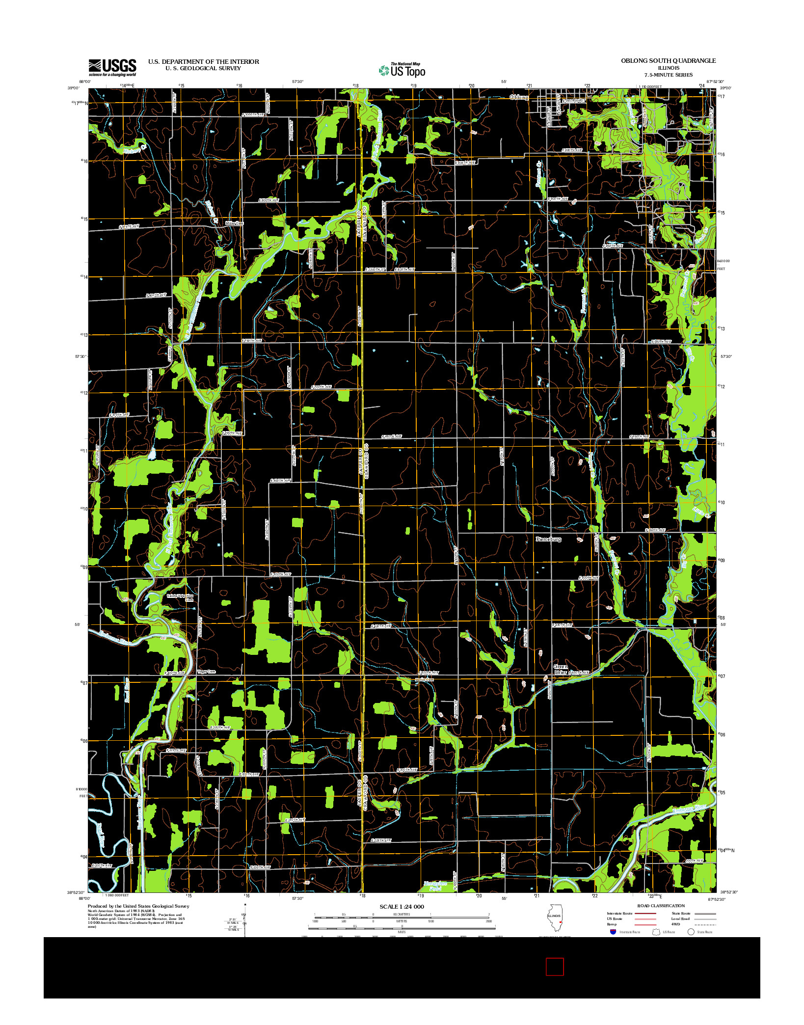 USGS US TOPO 7.5-MINUTE MAP FOR OBLONG SOUTH, IL 2012