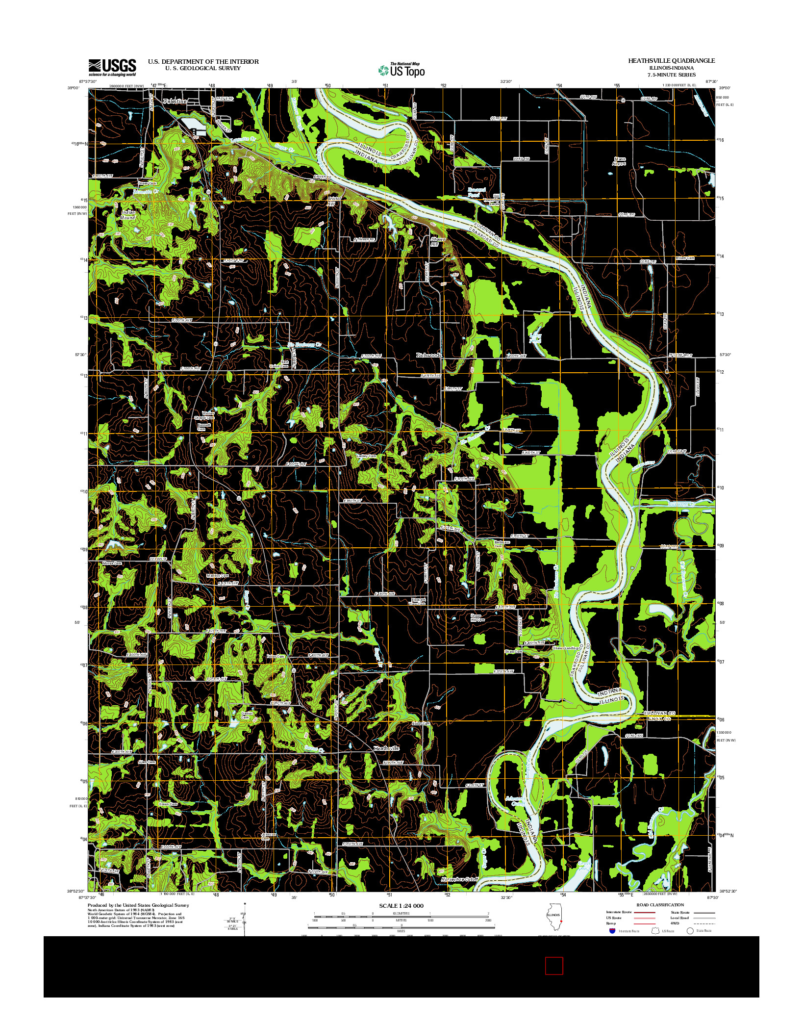 USGS US TOPO 7.5-MINUTE MAP FOR HEATHSVILLE, IL-IN 2012