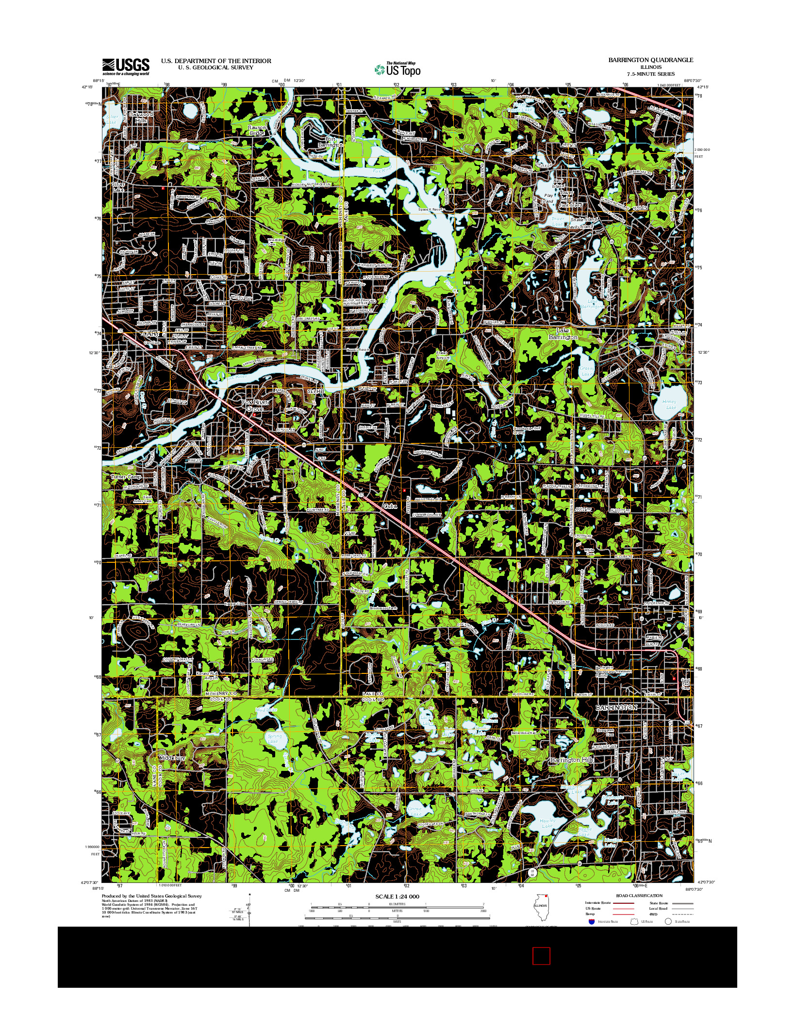 USGS US TOPO 7.5-MINUTE MAP FOR BARRINGTON, IL 2012