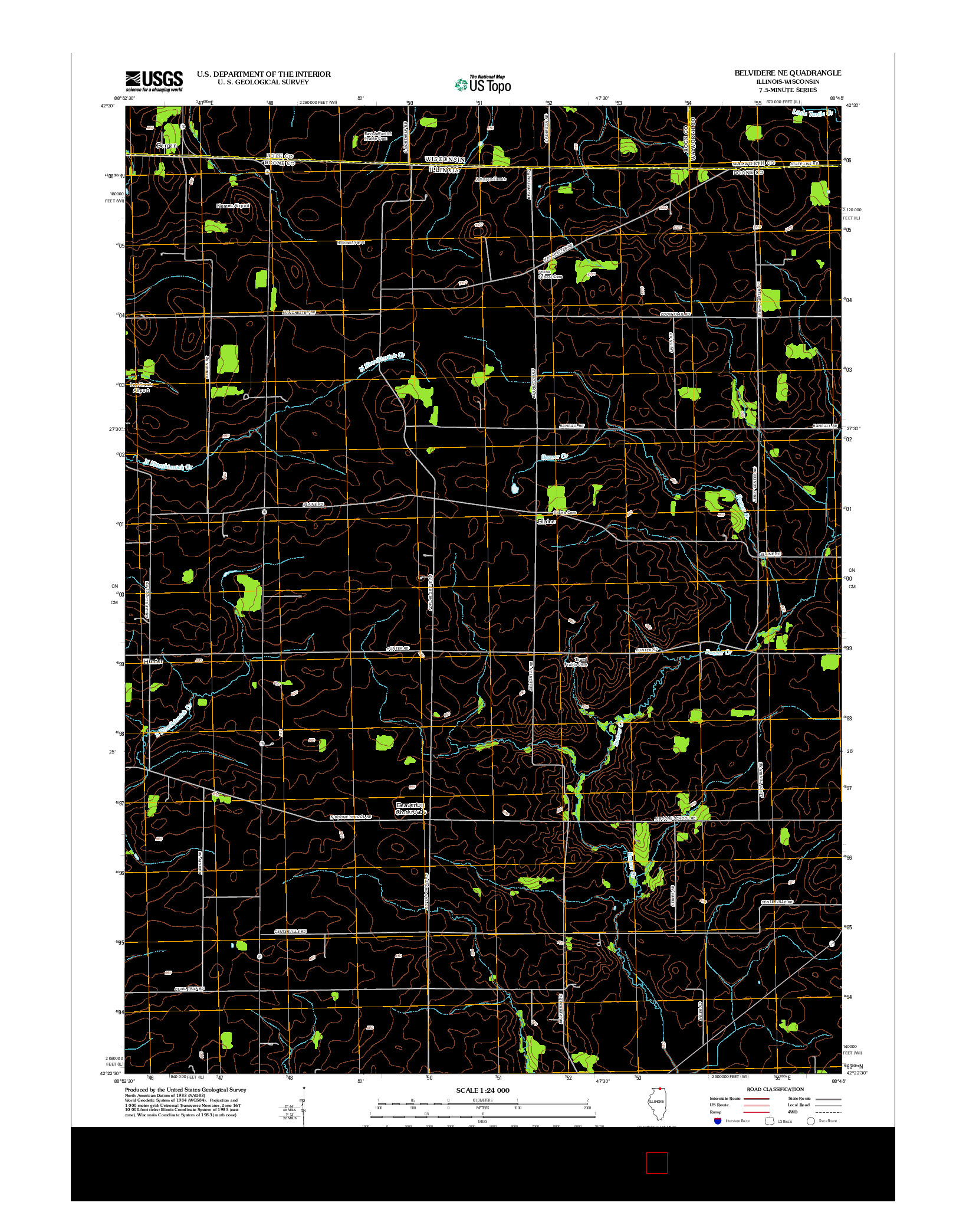 USGS US TOPO 7.5-MINUTE MAP FOR BELVIDERE NE, IL-WI 2012