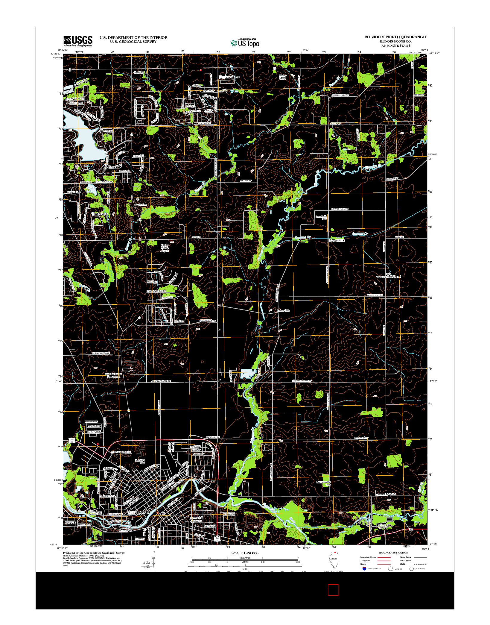 USGS US TOPO 7.5-MINUTE MAP FOR BELVIDERE NORTH, IL 2012