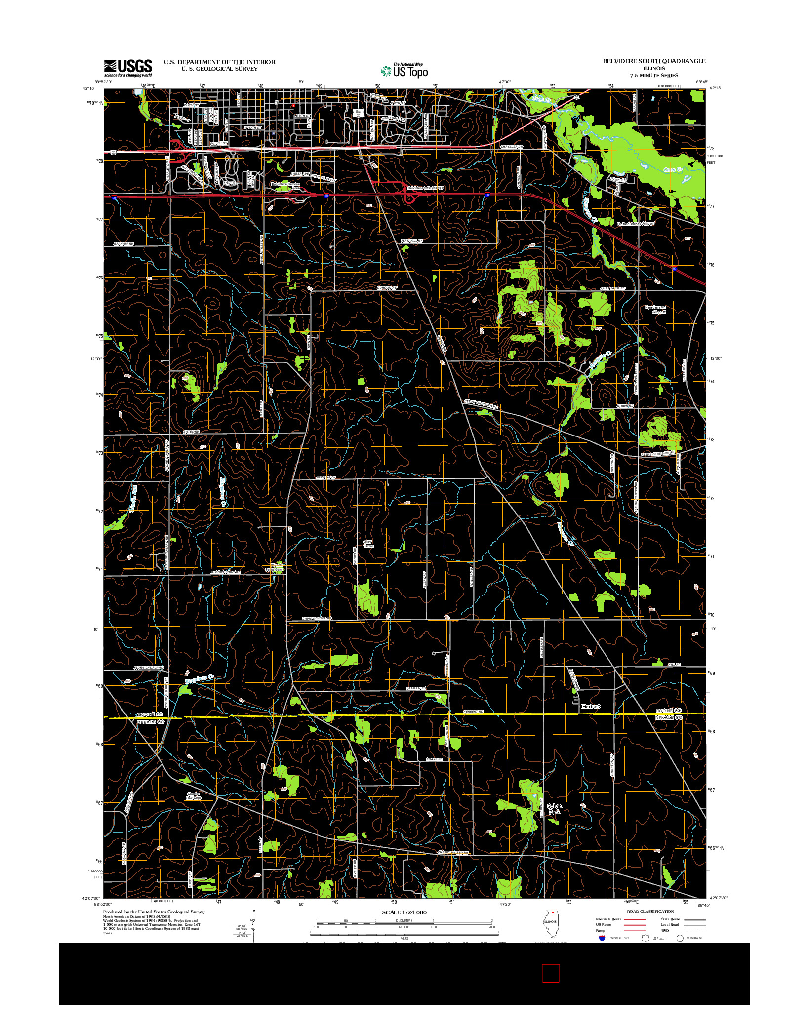 USGS US TOPO 7.5-MINUTE MAP FOR BELVIDERE SOUTH, IL 2012