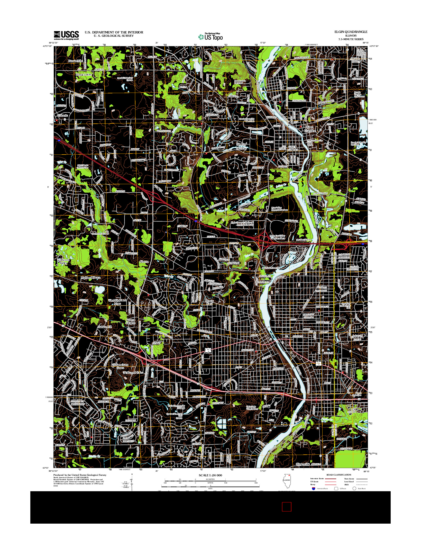 USGS US TOPO 7.5-MINUTE MAP FOR ELGIN, IL 2012