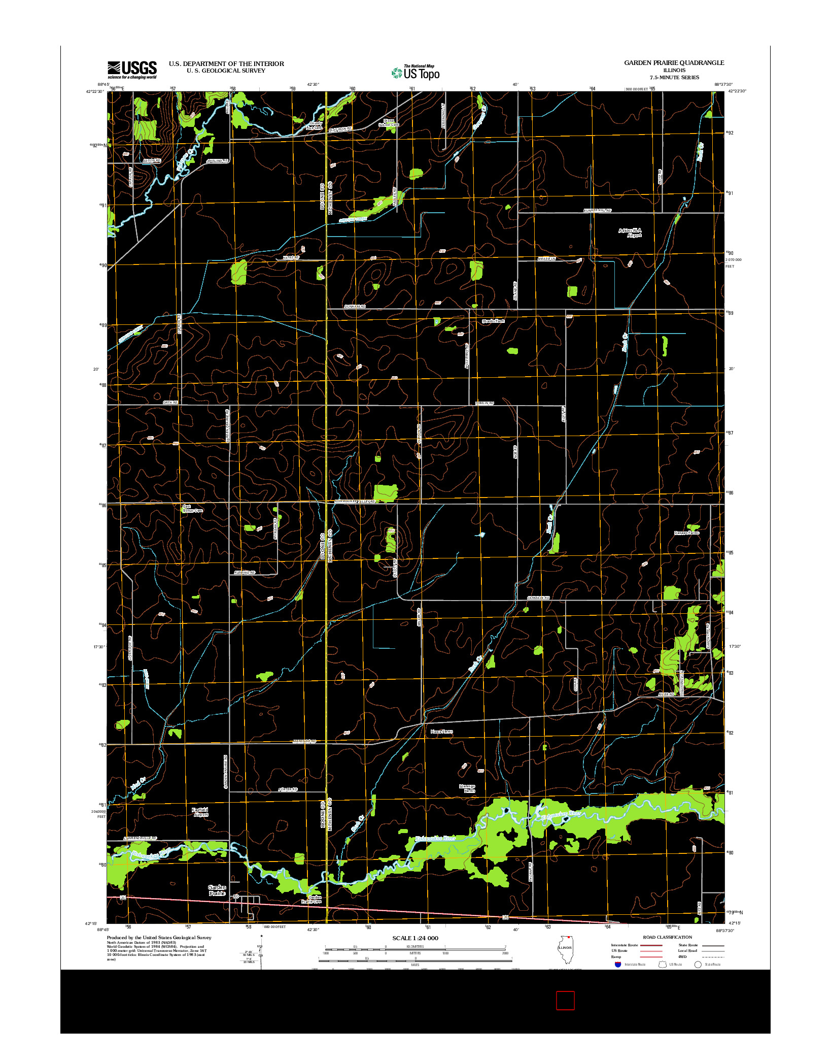 USGS US TOPO 7.5-MINUTE MAP FOR GARDEN PRAIRIE, IL 2012