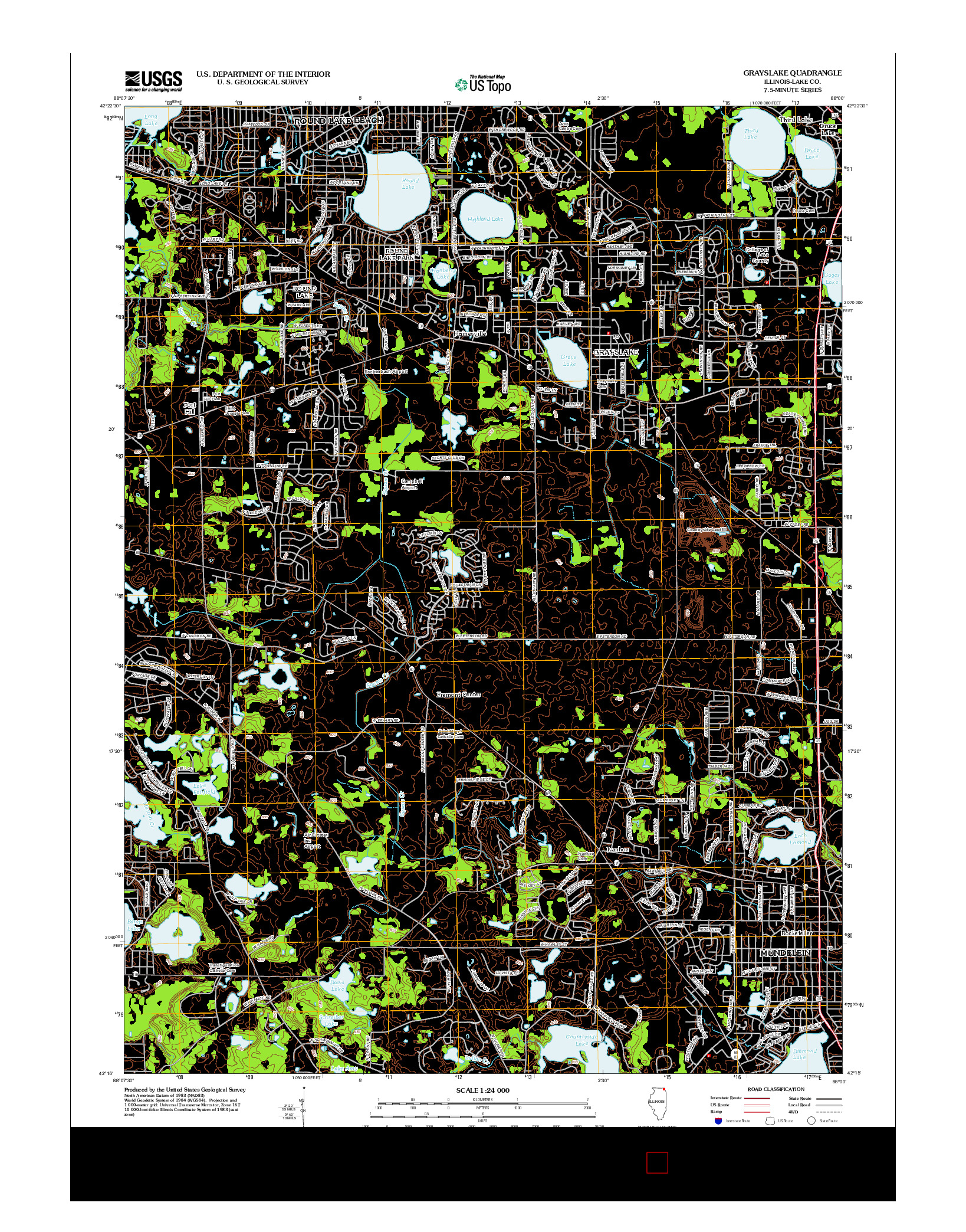 USGS US TOPO 7.5-MINUTE MAP FOR GRAYSLAKE, IL 2012