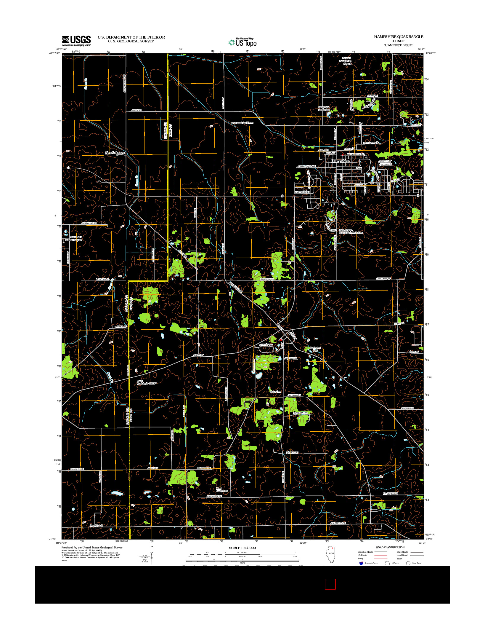 USGS US TOPO 7.5-MINUTE MAP FOR HAMPSHIRE, IL 2012