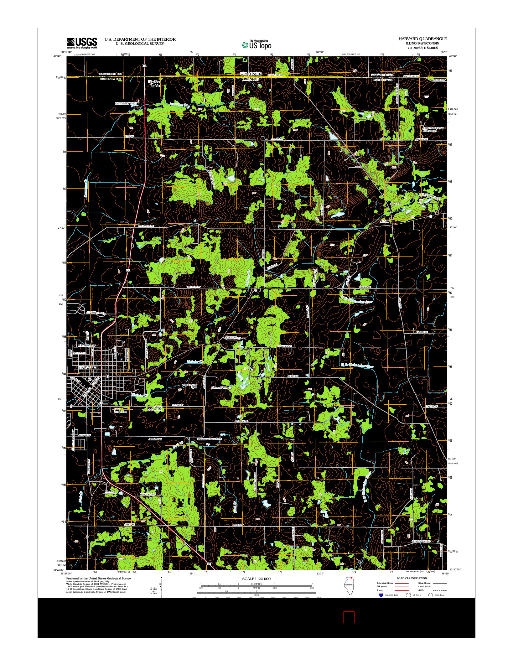 USGS US TOPO 7.5-MINUTE MAP FOR HARVARD, IL-WI 2012