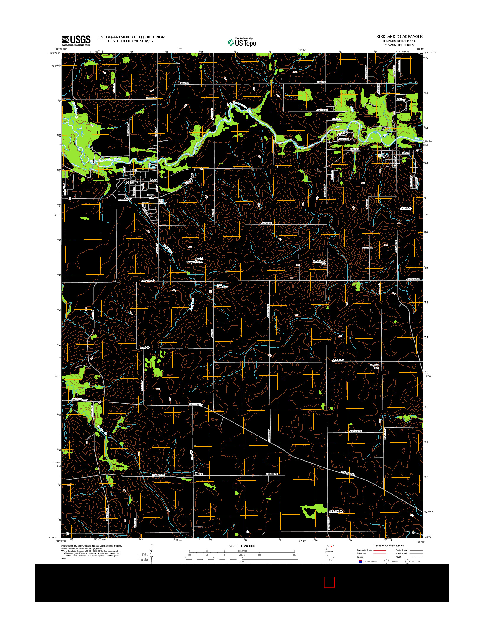 USGS US TOPO 7.5-MINUTE MAP FOR KIRKLAND, IL 2012
