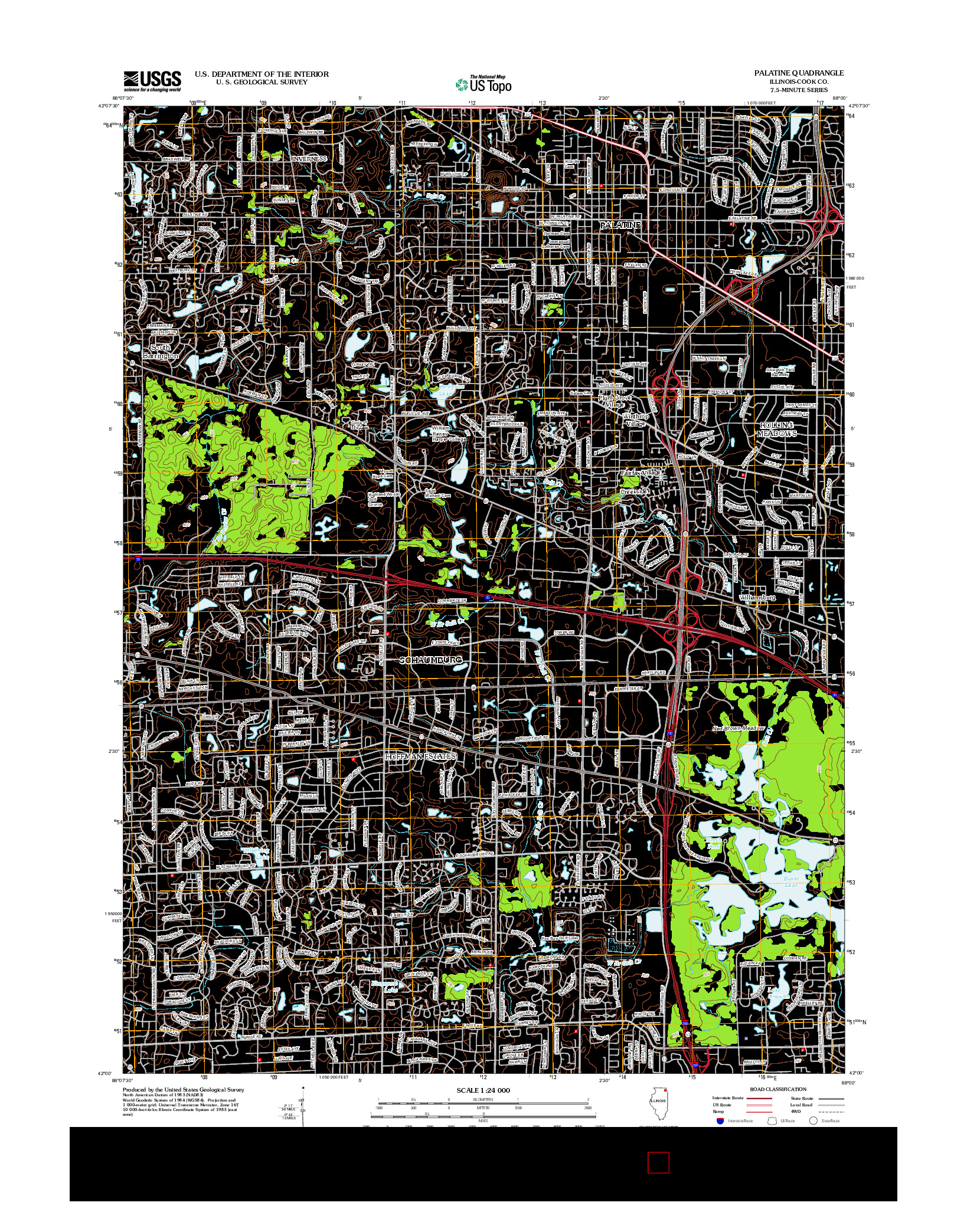 USGS US TOPO 7.5-MINUTE MAP FOR PALATINE, IL 2012