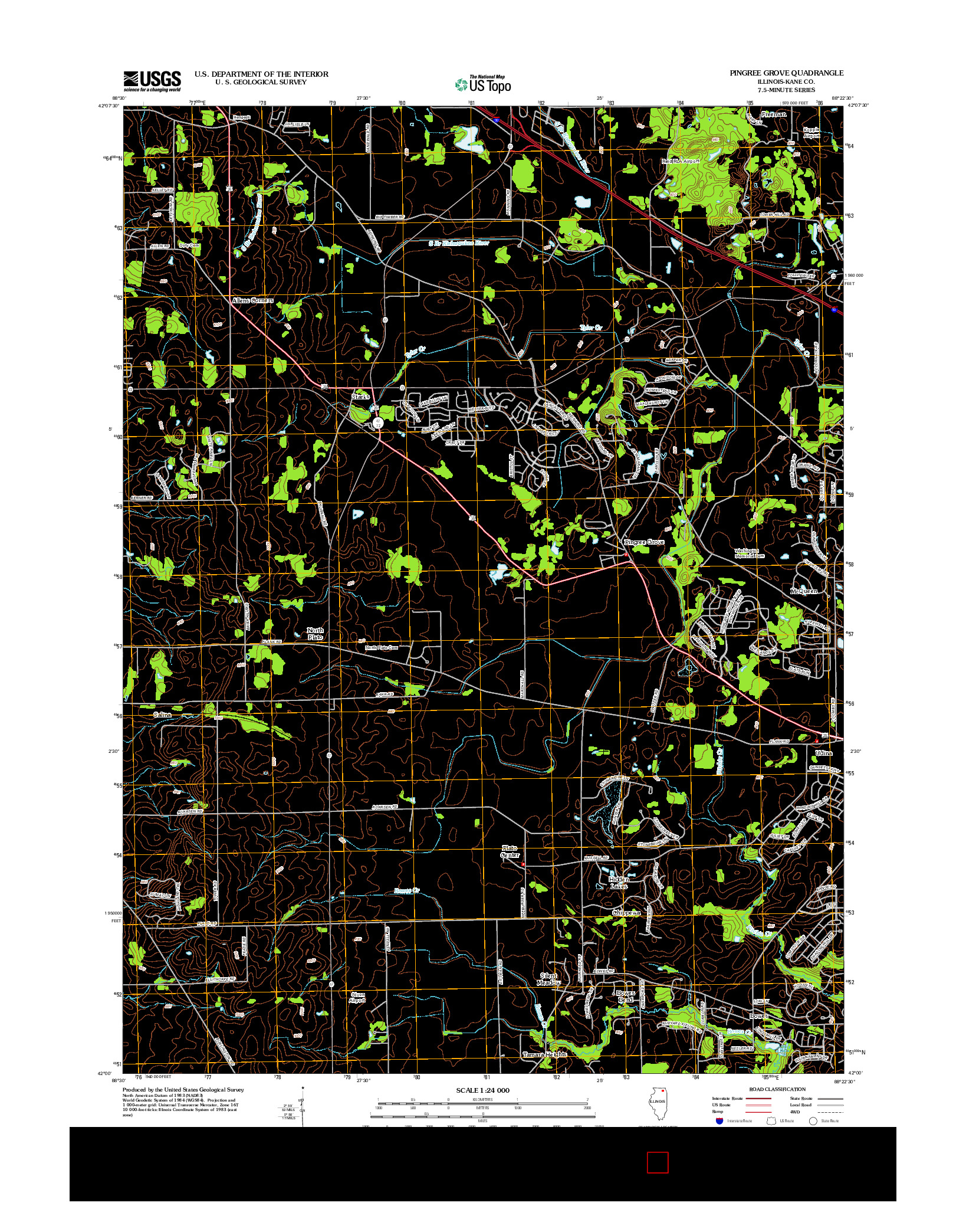 USGS US TOPO 7.5-MINUTE MAP FOR PINGREE GROVE, IL 2012