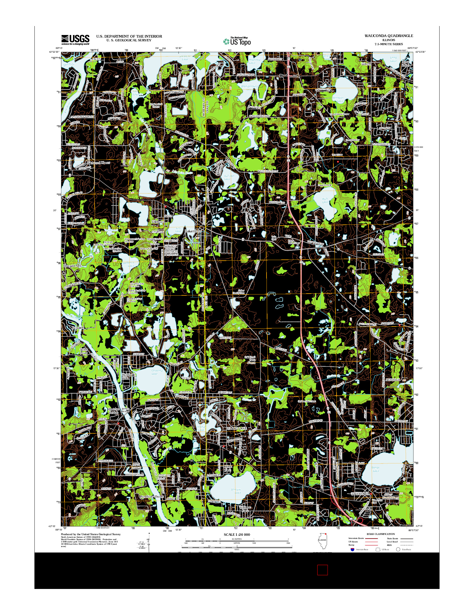 USGS US TOPO 7.5-MINUTE MAP FOR WAUCONDA, IL 2012