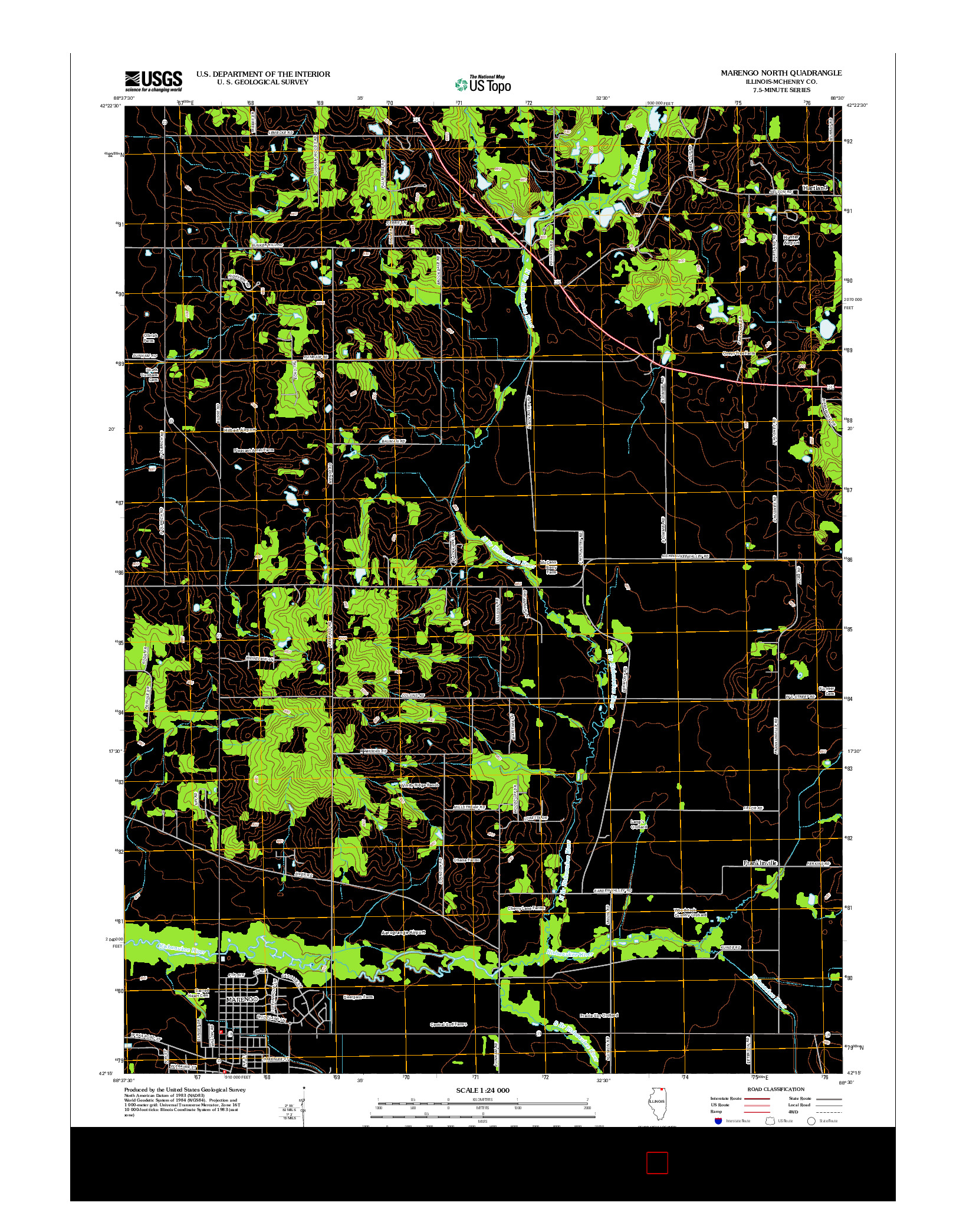 USGS US TOPO 7.5-MINUTE MAP FOR MARENGO NORTH, IL 2012