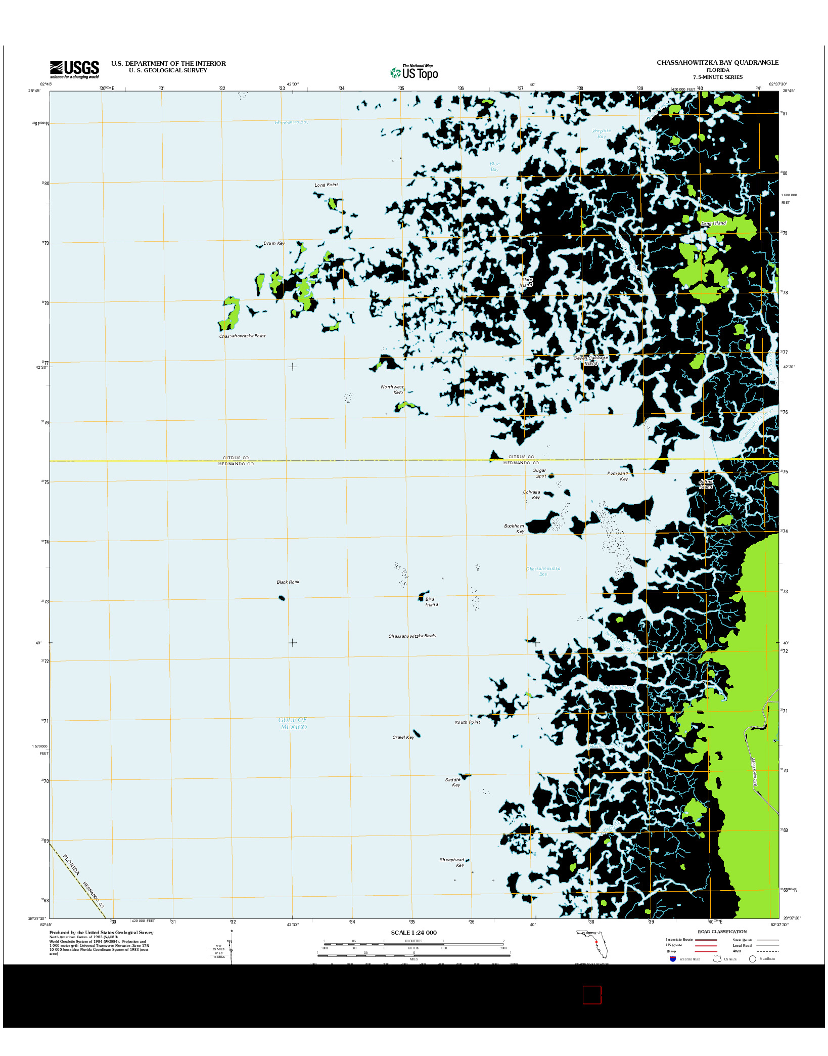 USGS US TOPO 7.5-MINUTE MAP FOR CHASSAHOWITZKA BAY, FL 2012