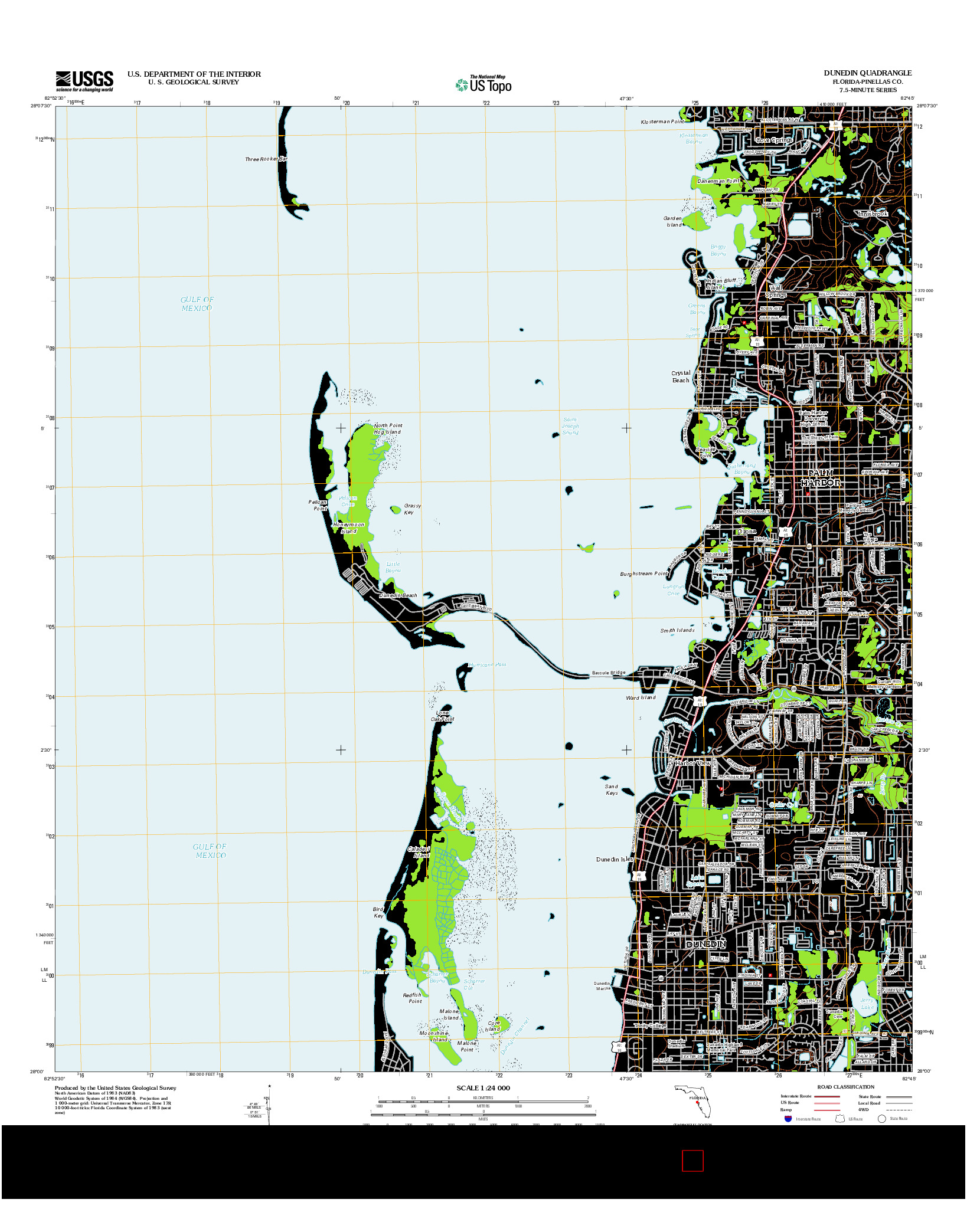 USGS US TOPO 7.5-MINUTE MAP FOR DUNEDIN, FL 2012