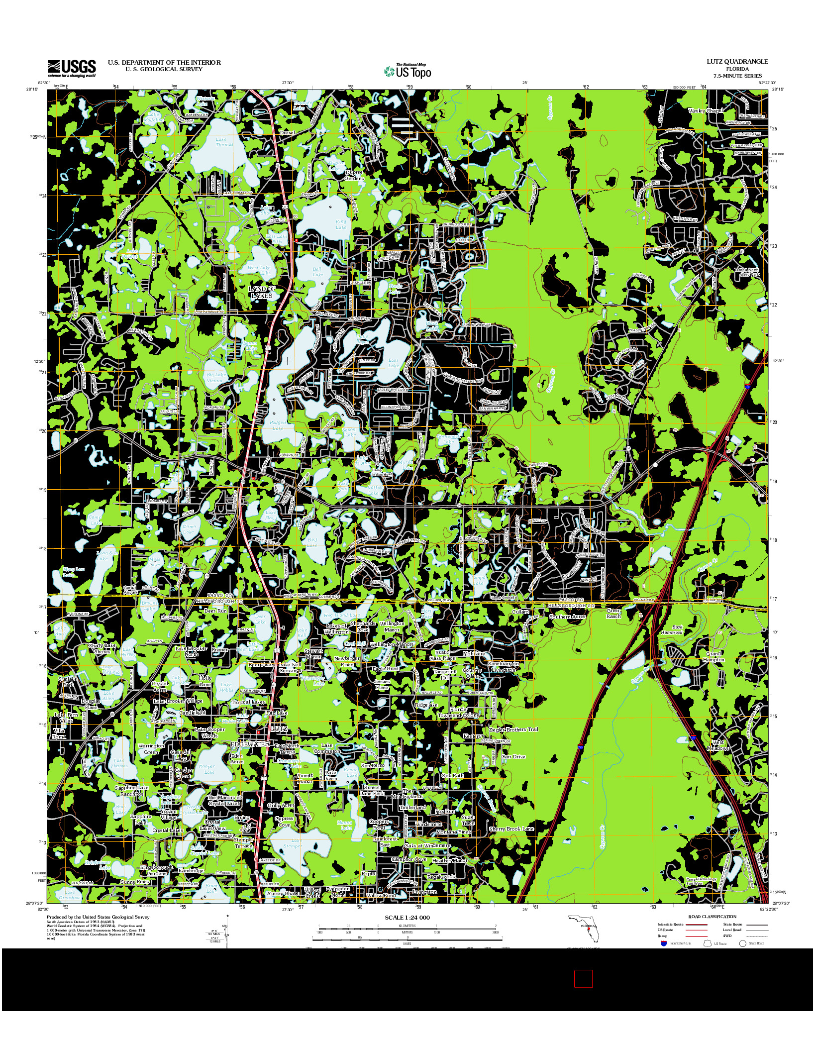 USGS US TOPO 7.5-MINUTE MAP FOR LUTZ, FL 2012