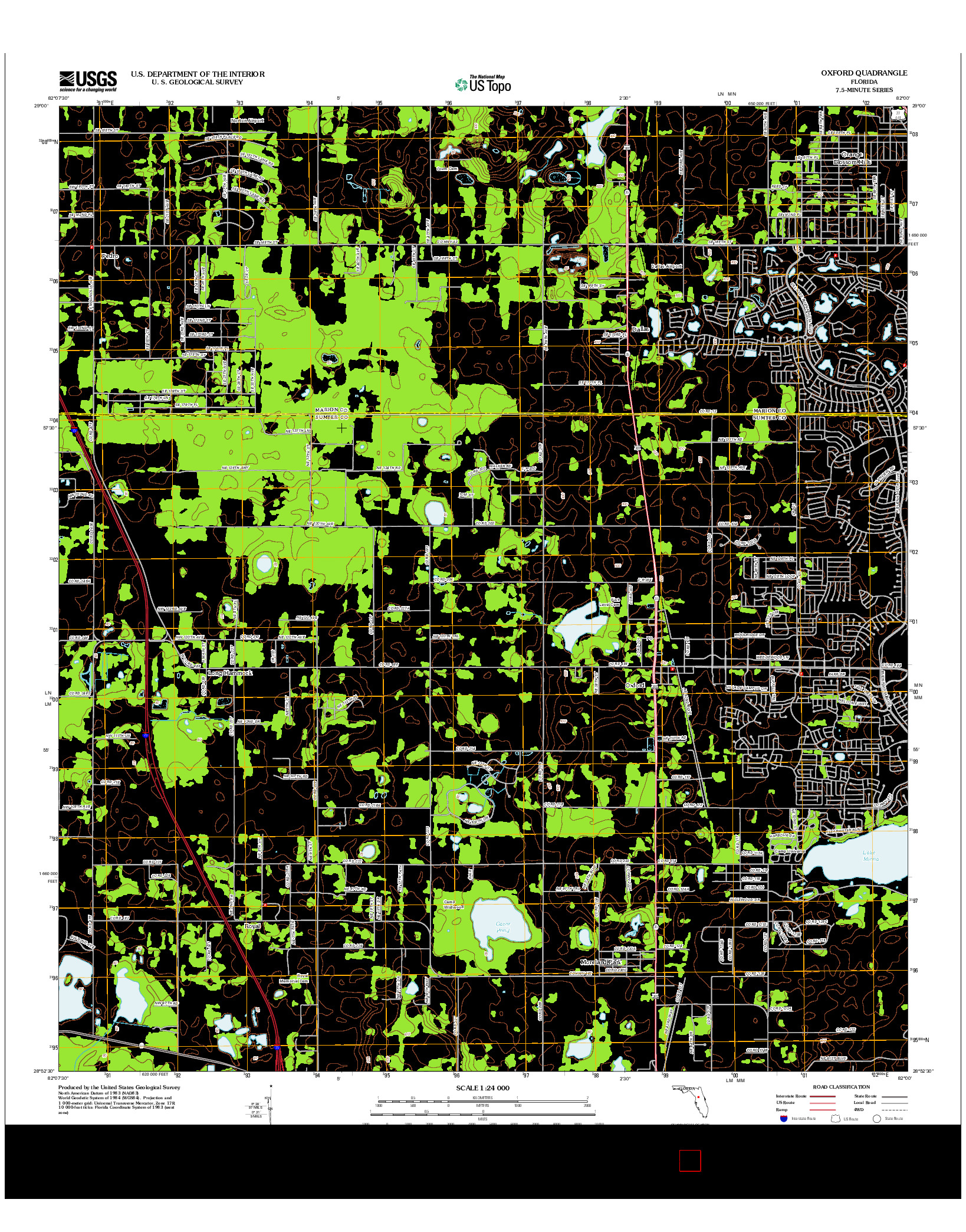 USGS US TOPO 7.5-MINUTE MAP FOR OXFORD, FL 2012