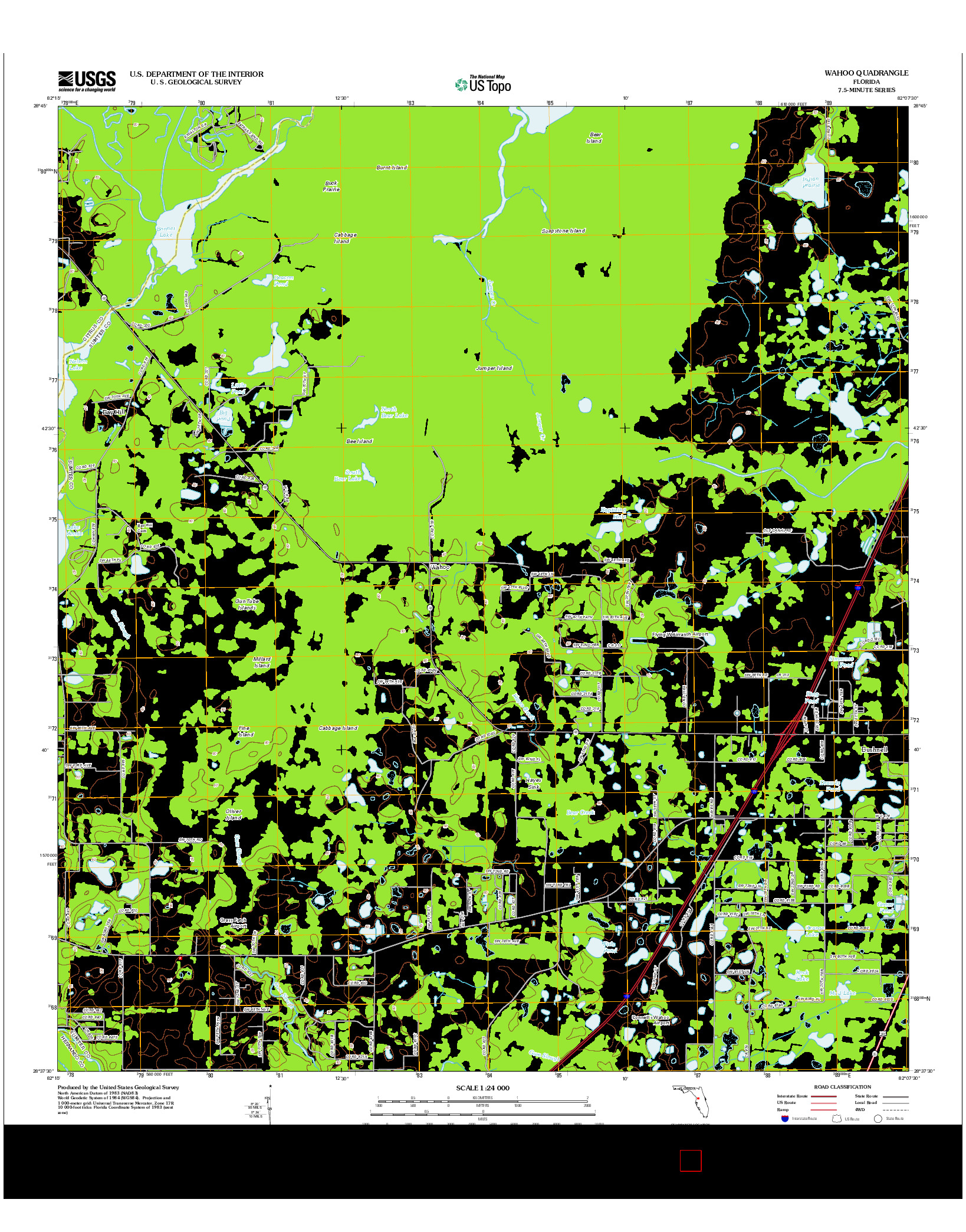 USGS US TOPO 7.5-MINUTE MAP FOR WAHOO, FL 2012