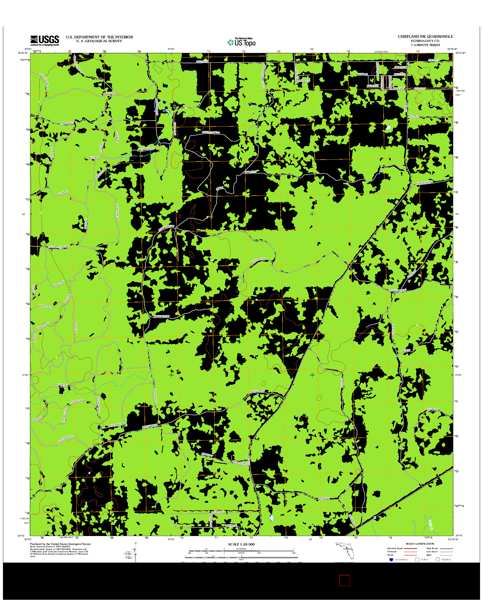 USGS US TOPO 7.5-MINUTE MAP FOR CHIEFLAND SW, FL 2012