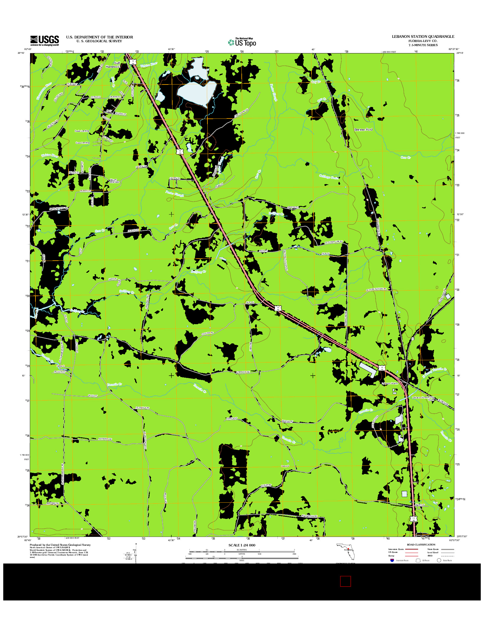 USGS US TOPO 7.5-MINUTE MAP FOR LEBANON STATION, FL 2012