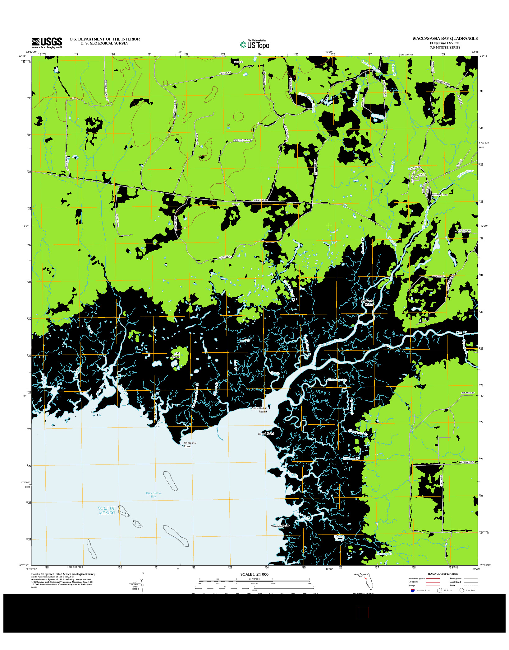 USGS US TOPO 7.5-MINUTE MAP FOR WACCASASSA BAY, FL 2012
