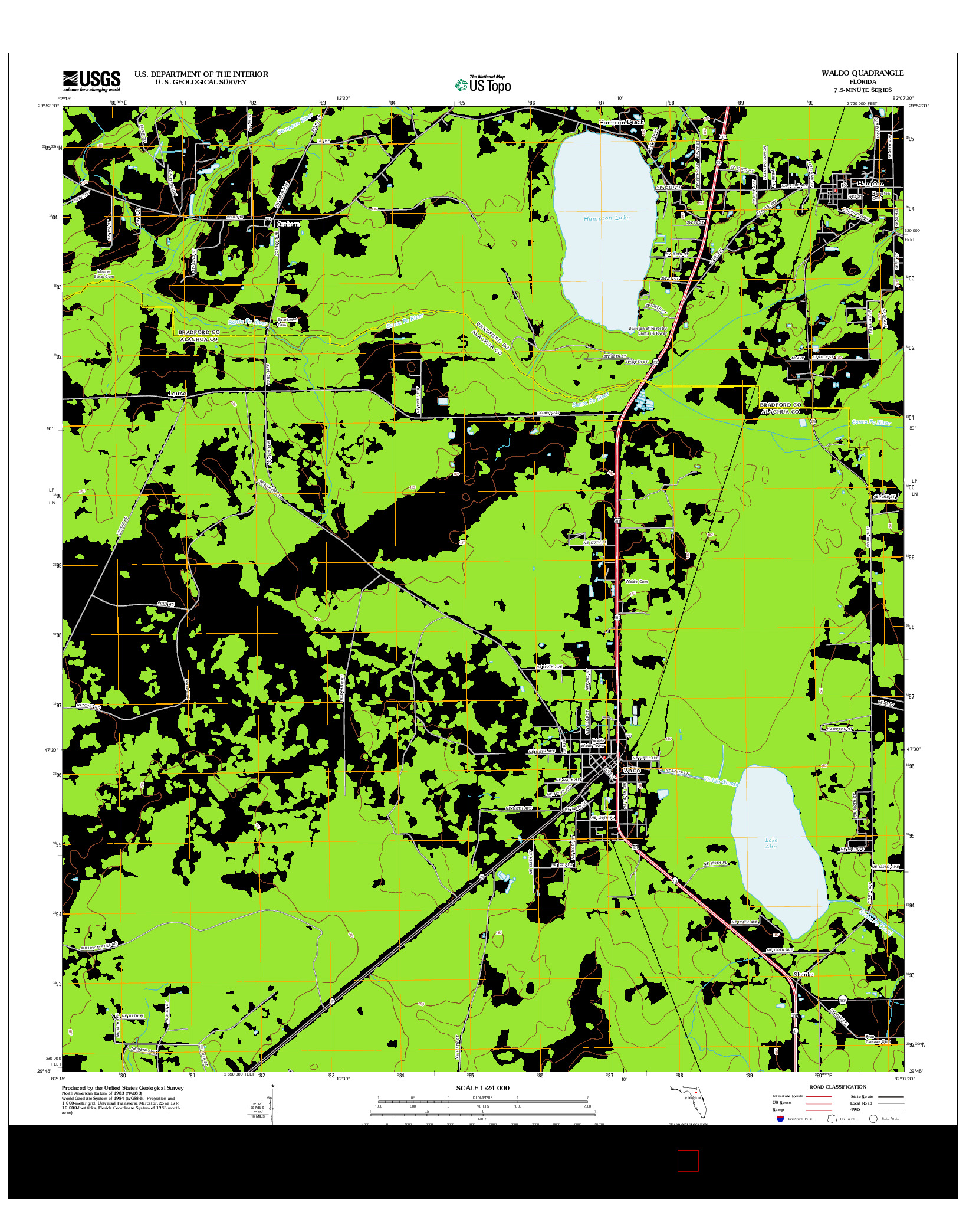USGS US TOPO 7.5-MINUTE MAP FOR WALDO, FL 2012