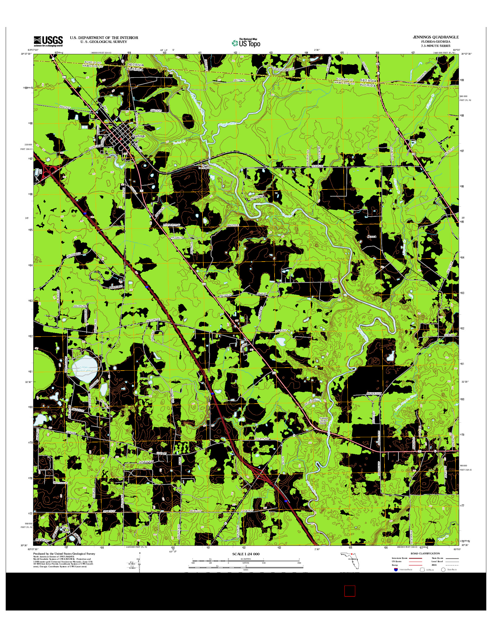 USGS US TOPO 7.5-MINUTE MAP FOR JENNINGS, FL-GA 2012