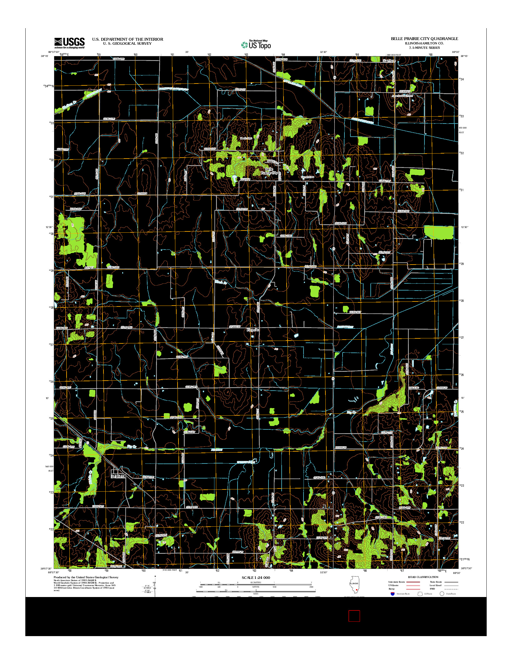 USGS US TOPO 7.5-MINUTE MAP FOR BELLE PRAIRIE CITY, IL 2012