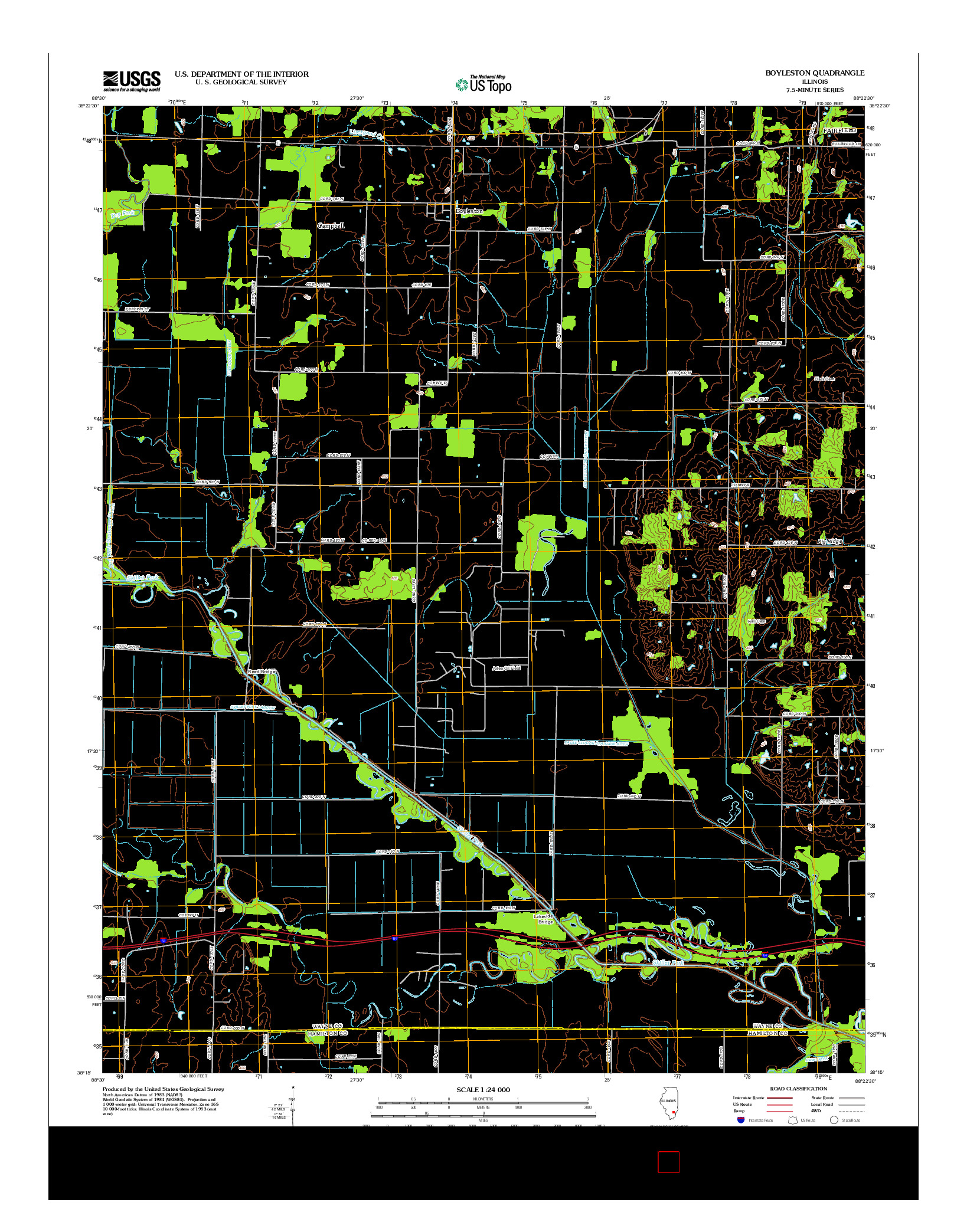 USGS US TOPO 7.5-MINUTE MAP FOR BOYLESTON, IL 2012