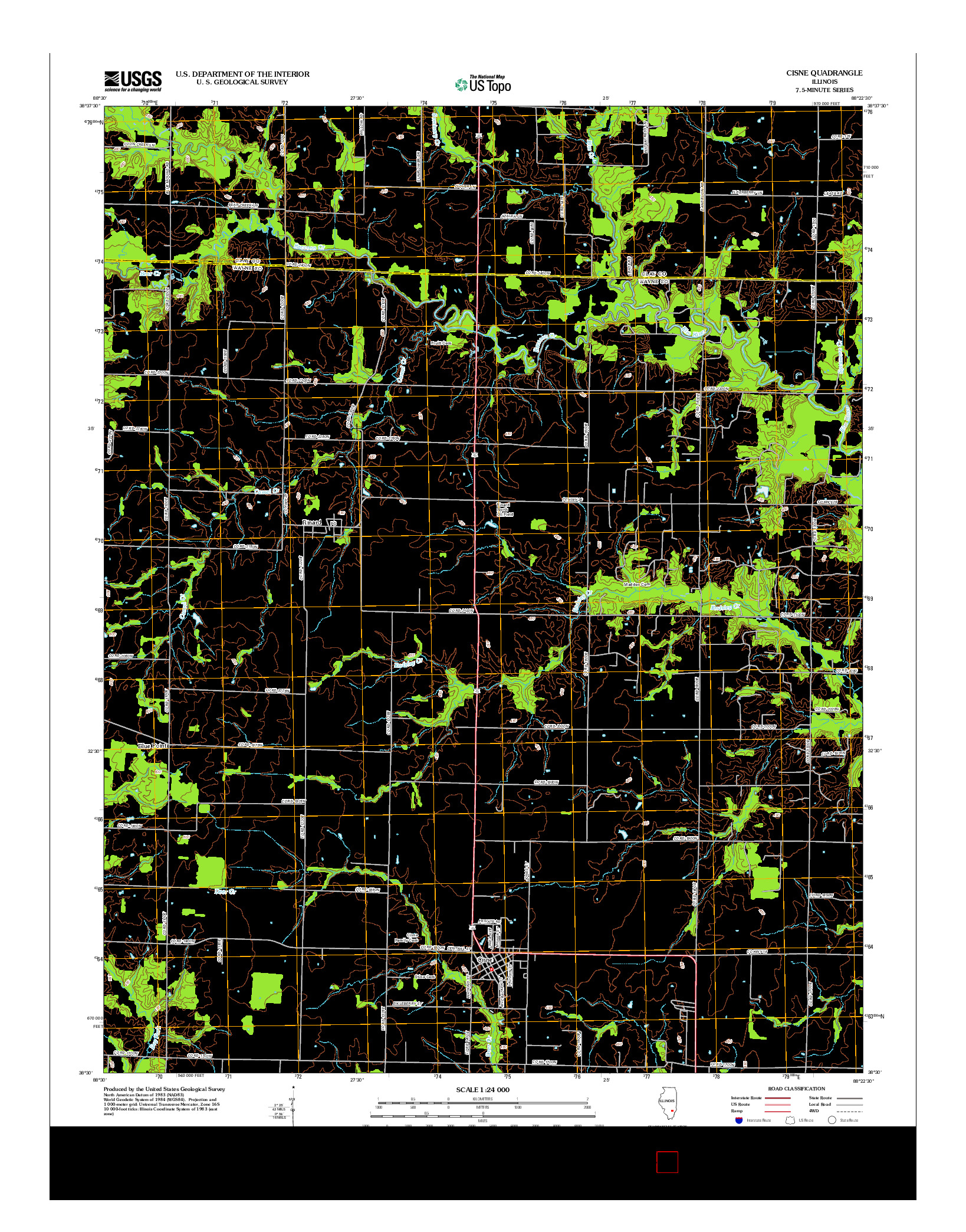 USGS US TOPO 7.5-MINUTE MAP FOR CISNE, IL 2012
