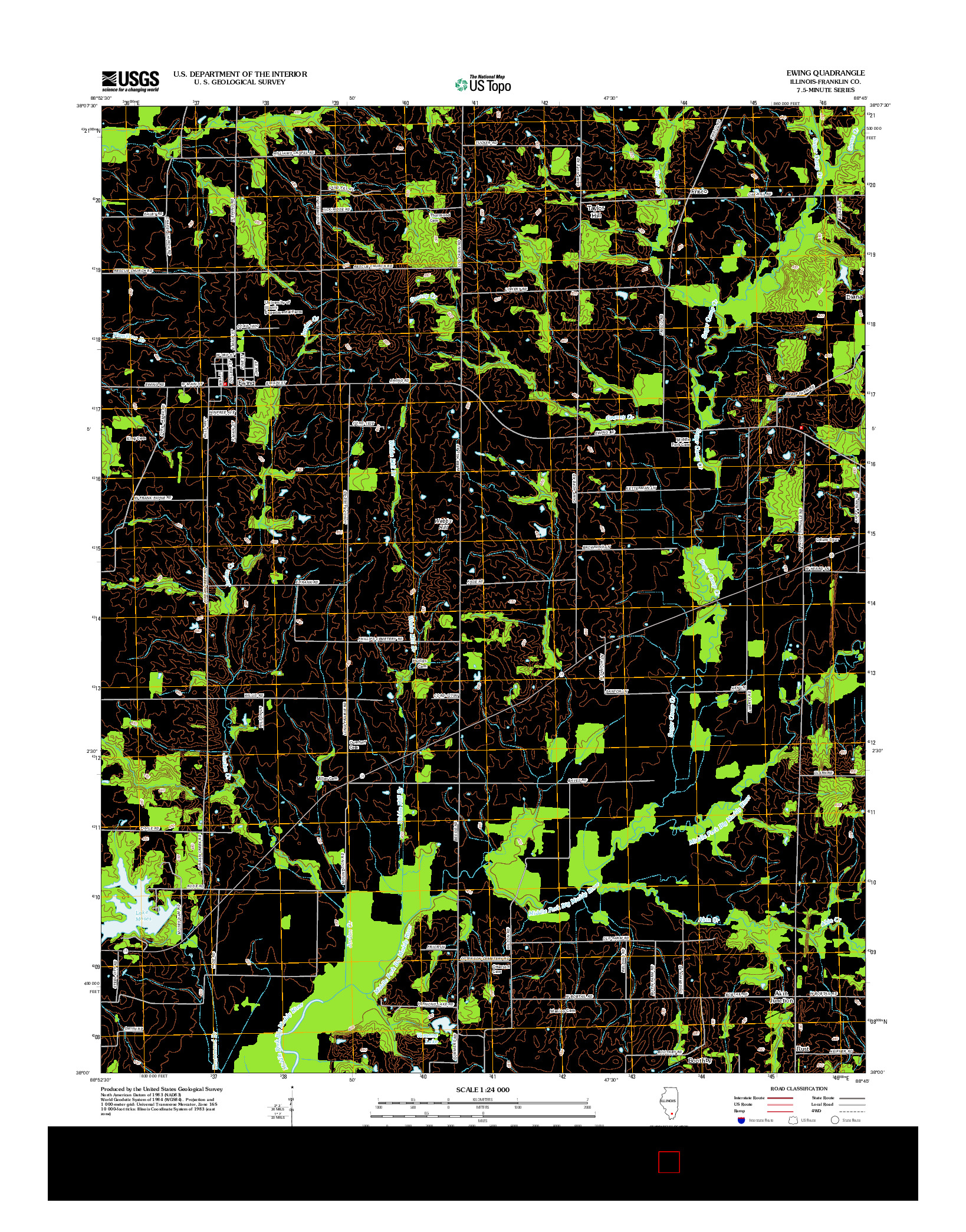 USGS US TOPO 7.5-MINUTE MAP FOR EWING, IL 2012