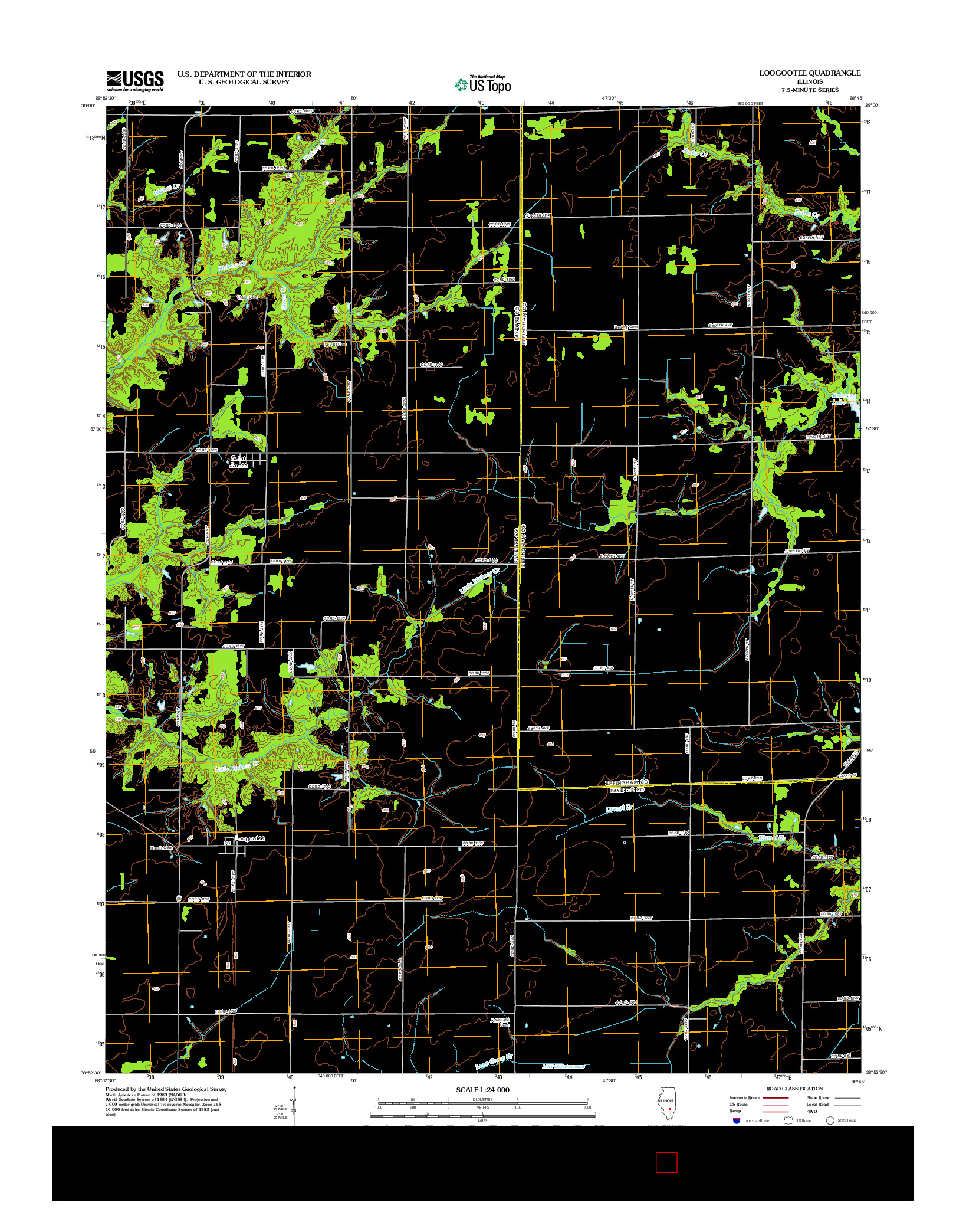 USGS US TOPO 7.5-MINUTE MAP FOR LOOGOOTEE, IL 2012