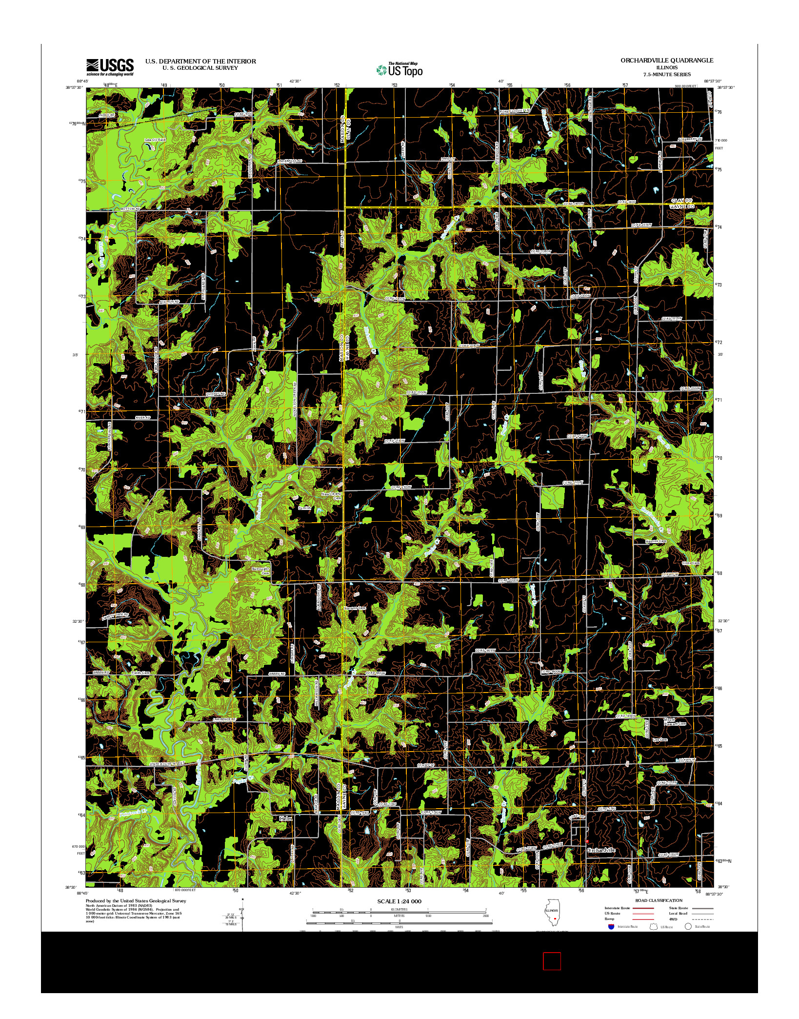 USGS US TOPO 7.5-MINUTE MAP FOR ORCHARDVILLE, IL 2012