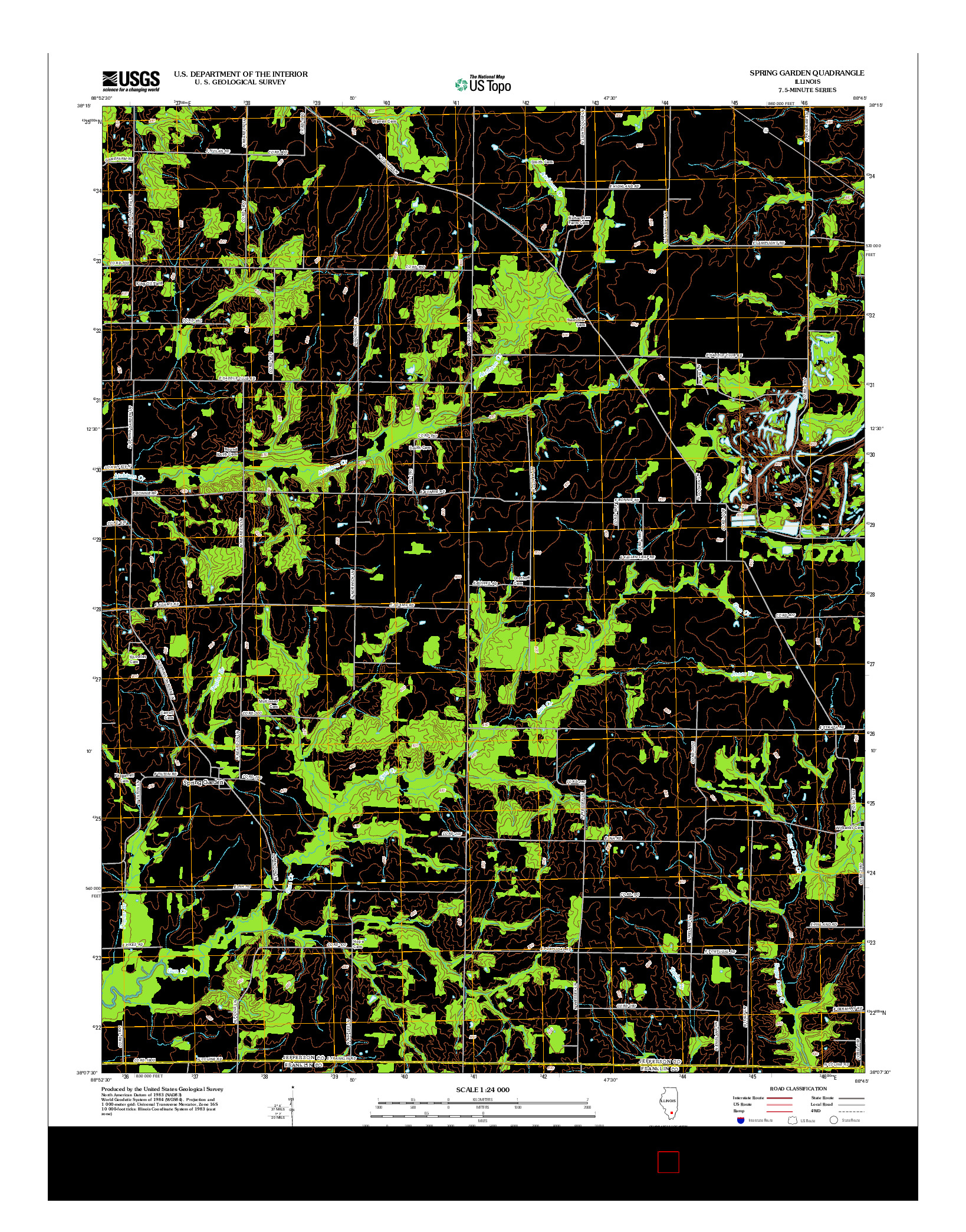 USGS US TOPO 7.5-MINUTE MAP FOR SPRING GARDEN, IL 2012