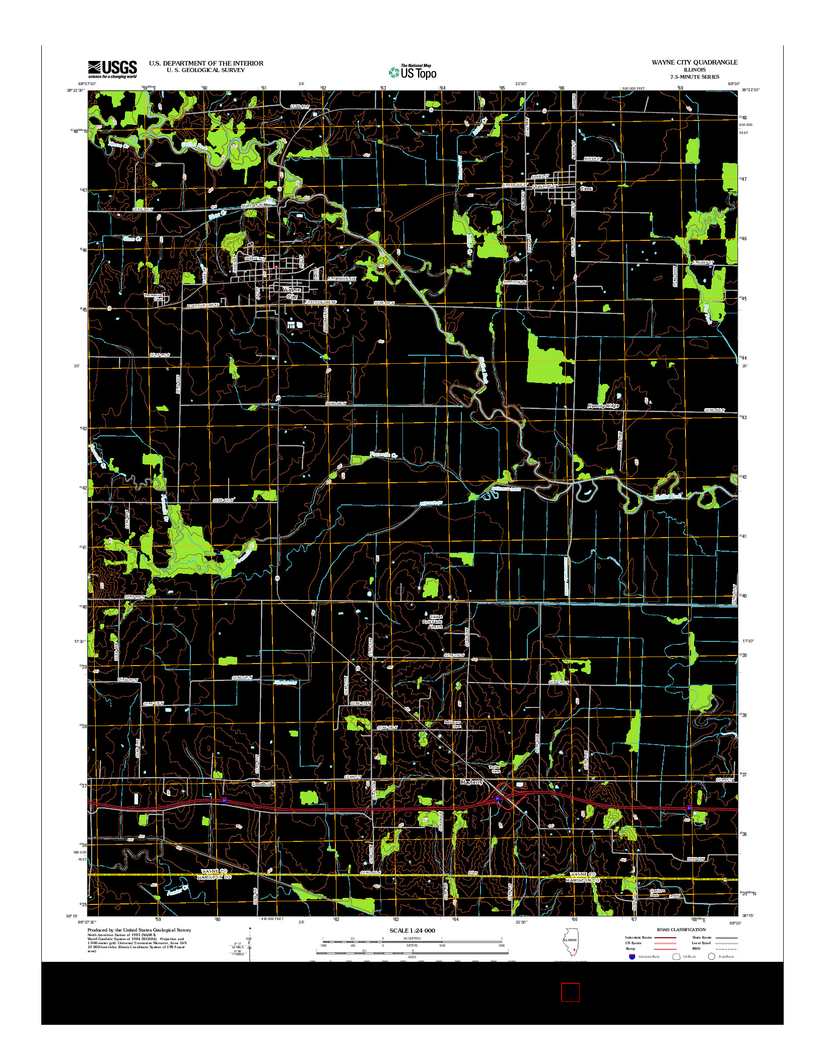 USGS US TOPO 7.5-MINUTE MAP FOR WAYNE CITY, IL 2012
