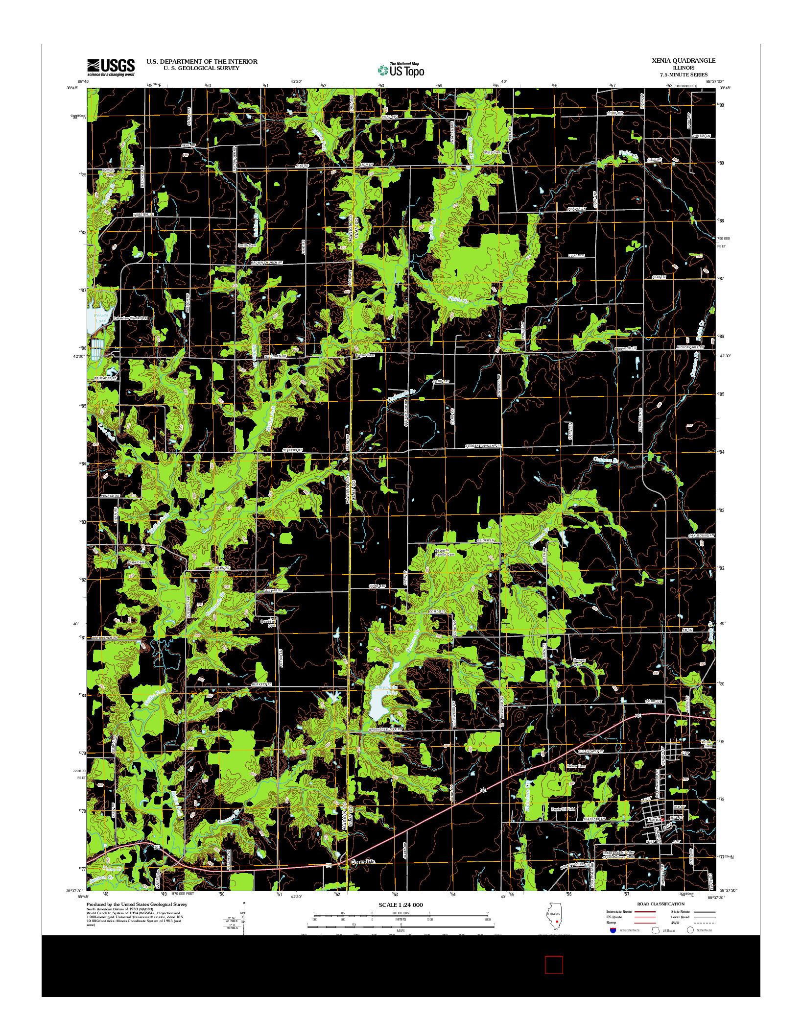 USGS US TOPO 7.5-MINUTE MAP FOR XENIA, IL 2012