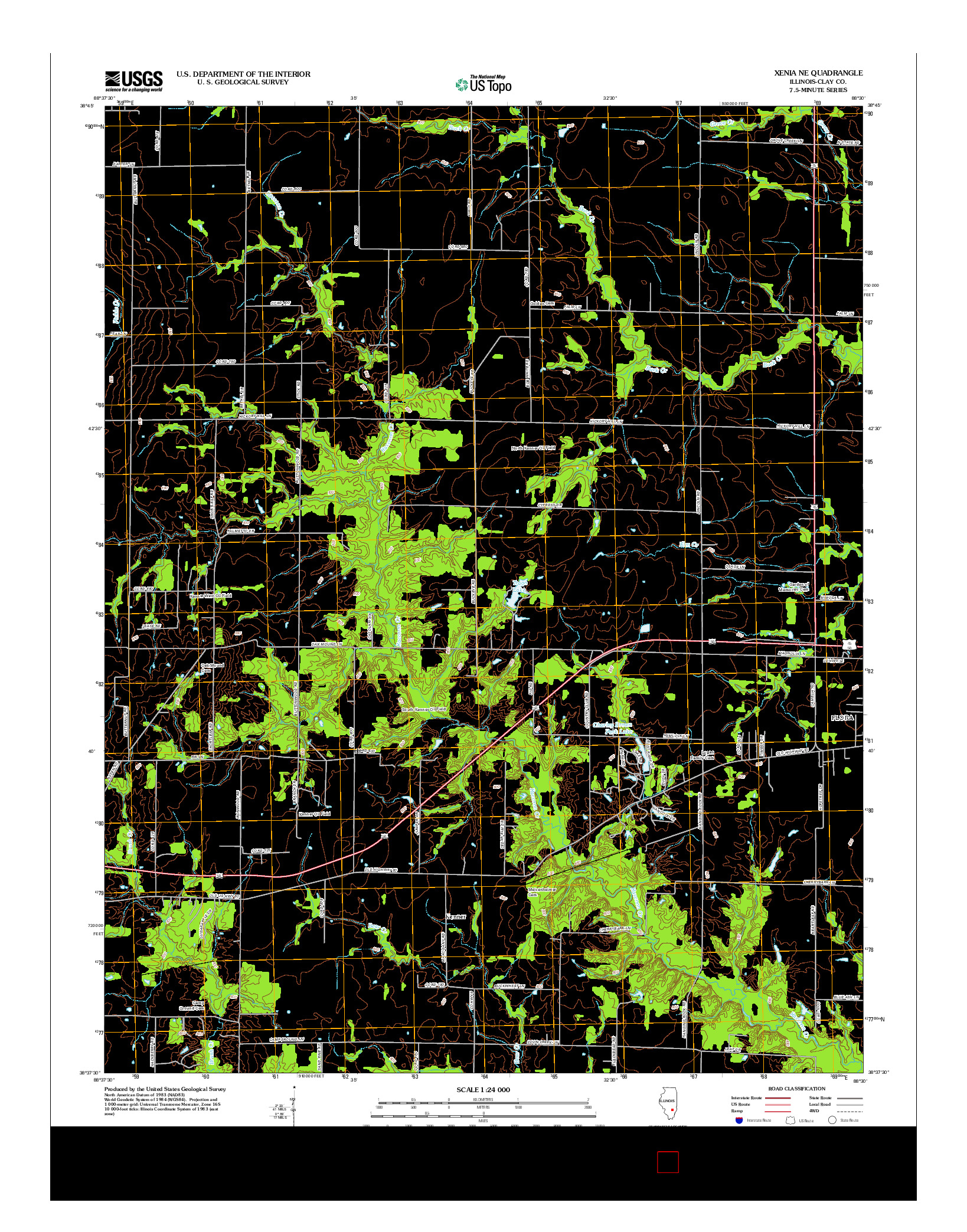 USGS US TOPO 7.5-MINUTE MAP FOR XENIA NE, IL 2012
