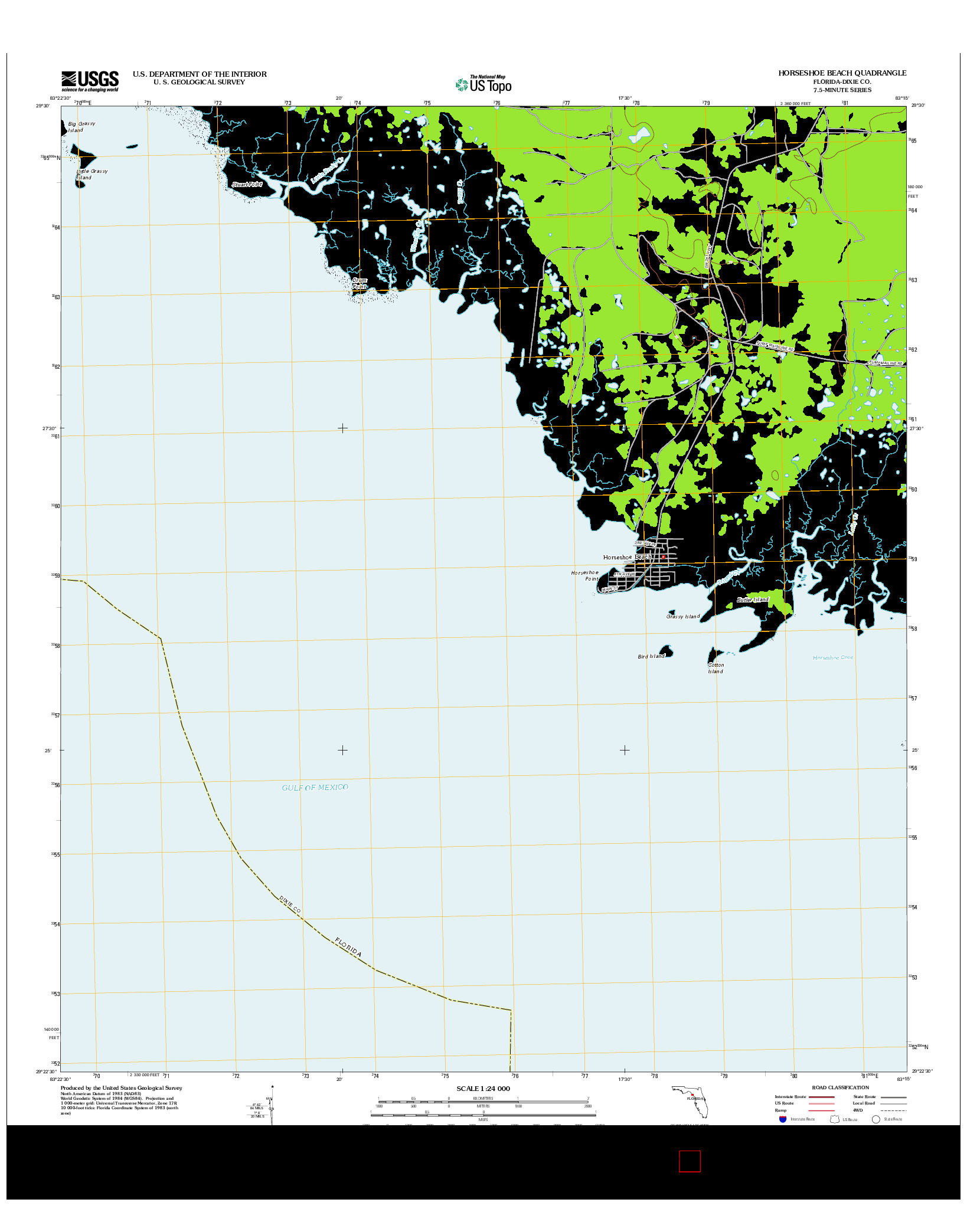 USGS US TOPO 7.5-MINUTE MAP FOR HORSESHOE BEACH, FL 2012