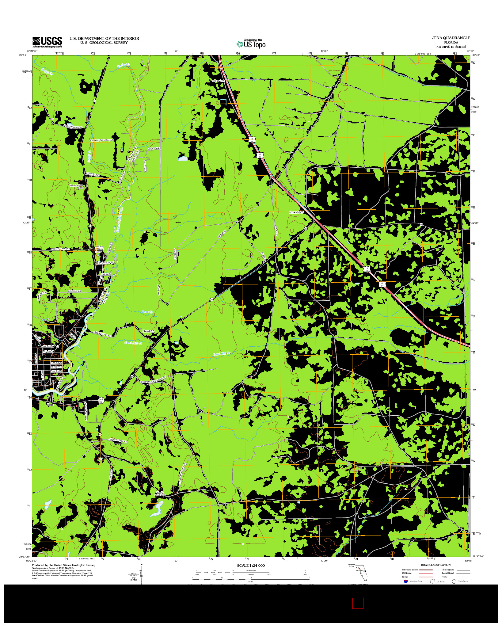 USGS US TOPO 7.5-MINUTE MAP FOR JENA, FL 2012