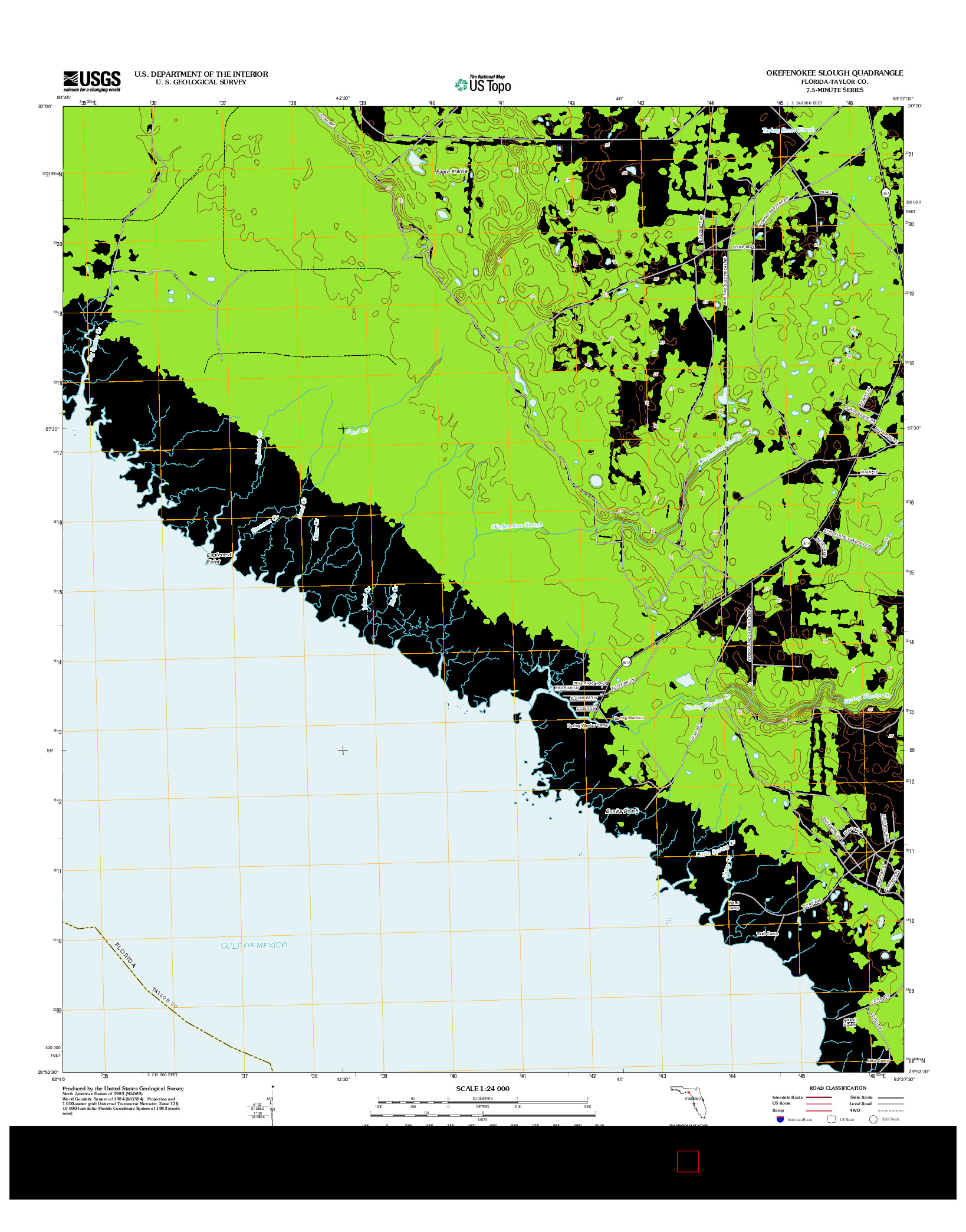 USGS US TOPO 7.5-MINUTE MAP FOR OKEFENOKEE SLOUGH, FL 2012