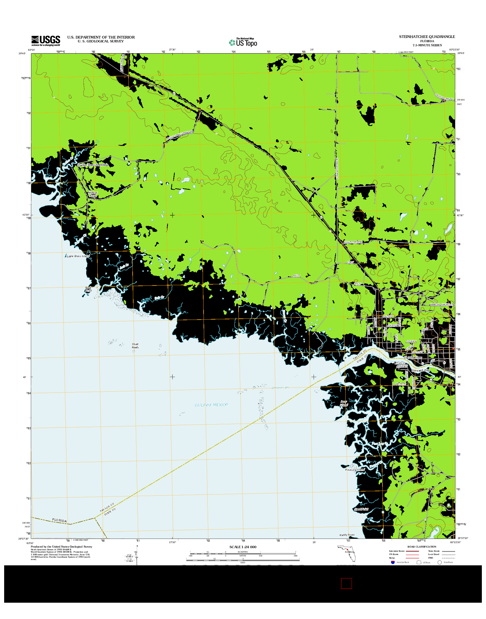 USGS US TOPO 7.5-MINUTE MAP FOR STEINHATCHEE, FL 2012