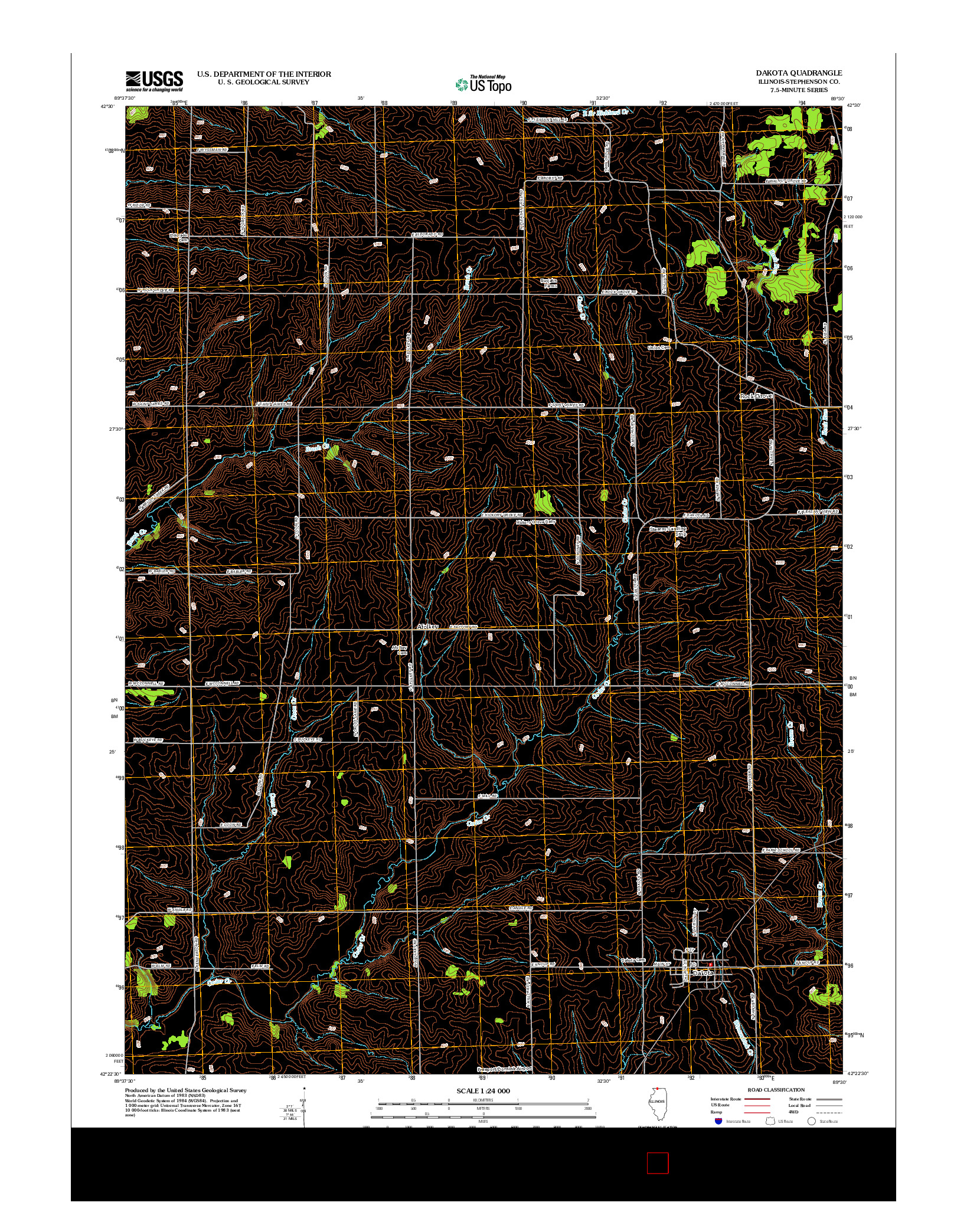 USGS US TOPO 7.5-MINUTE MAP FOR DAKOTA, IL 2012