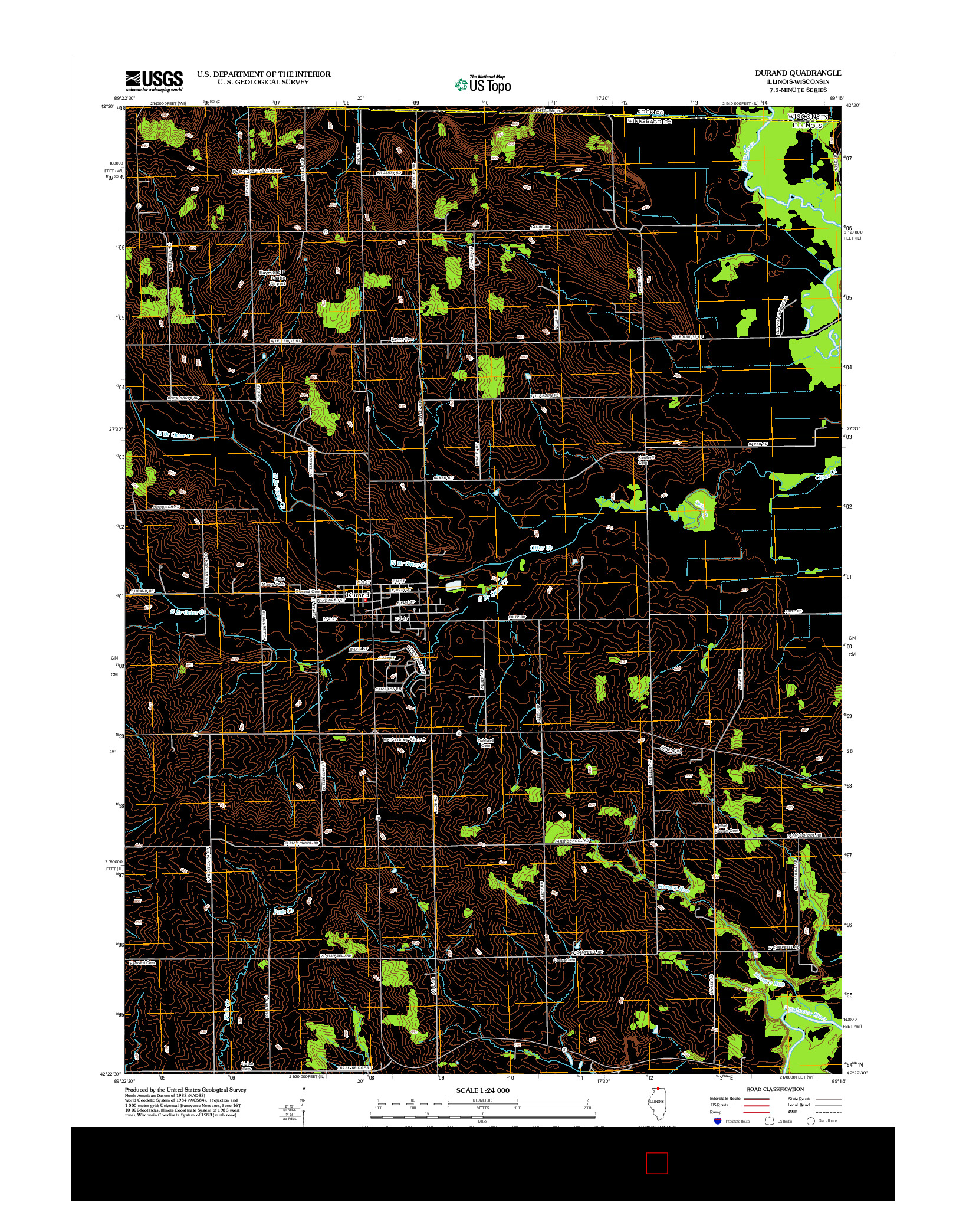 USGS US TOPO 7.5-MINUTE MAP FOR DURAND, IL-WI 2012