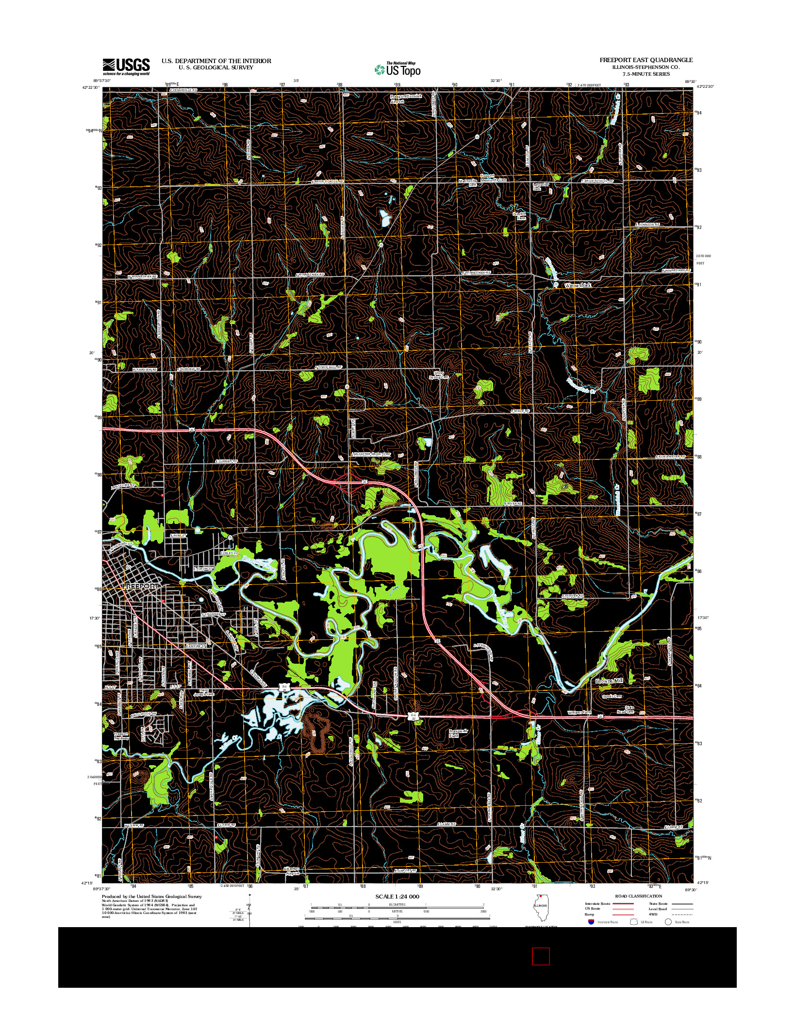 USGS US TOPO 7.5-MINUTE MAP FOR FREEPORT EAST, IL 2012